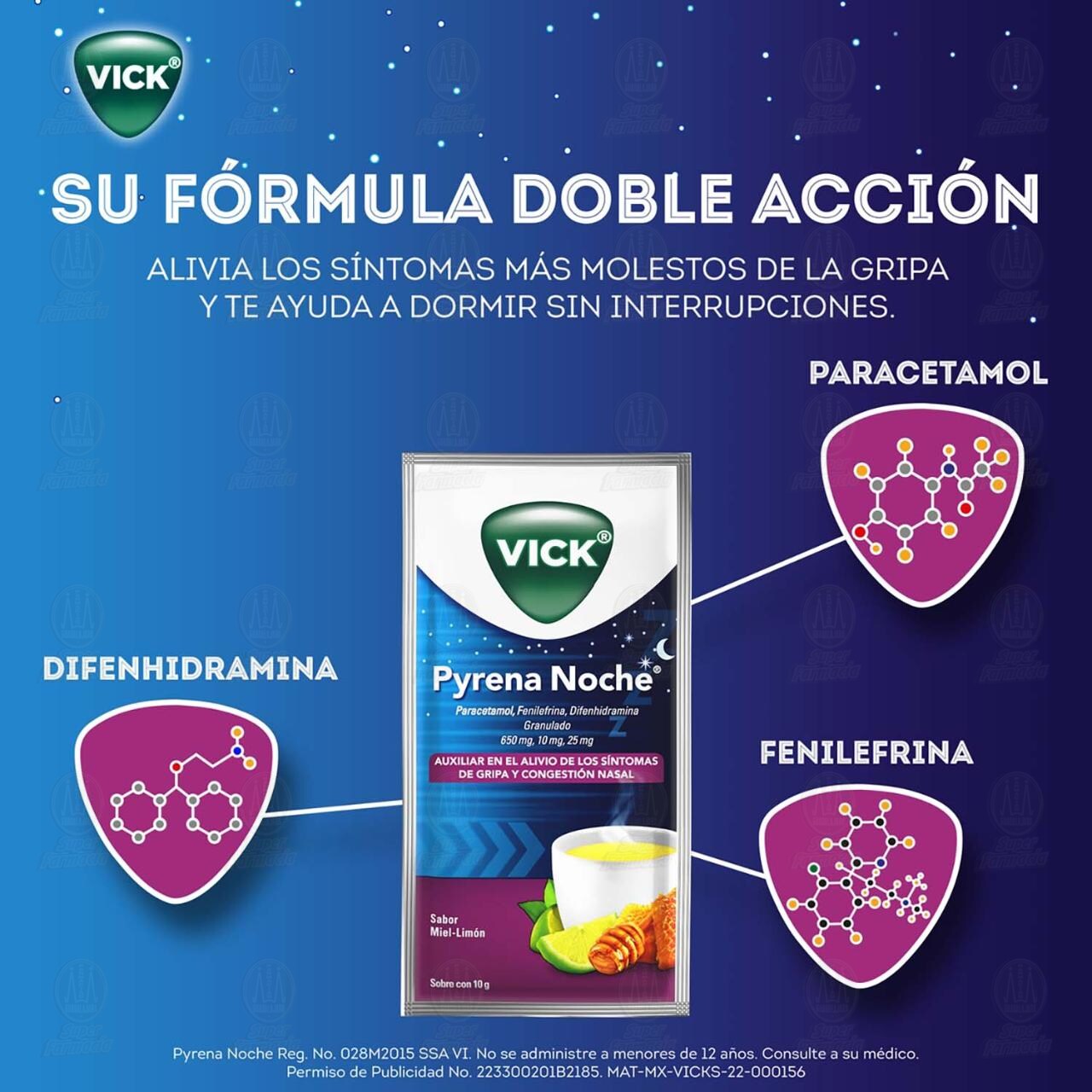 Pack Vick Pyrena Noche 5 Sobres + Vick Vaporub Ung&uuml;ento 50 gr Promo Pack, 2 pzas. image number 4
