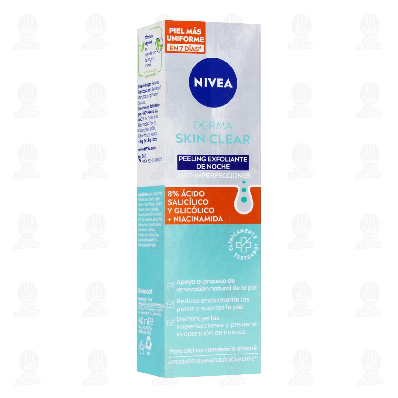 Nivea Peeling Exfoliante de Noche Derma Skin Clear Anti-Imperfecciones, 40 ml.