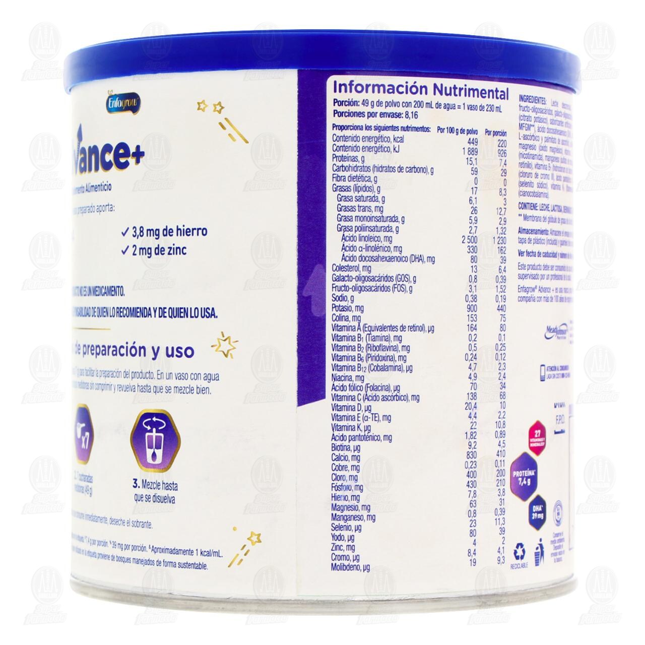 Suplemento Alimenticio Advance Sabor Vainilla, 400 gr. image number 2