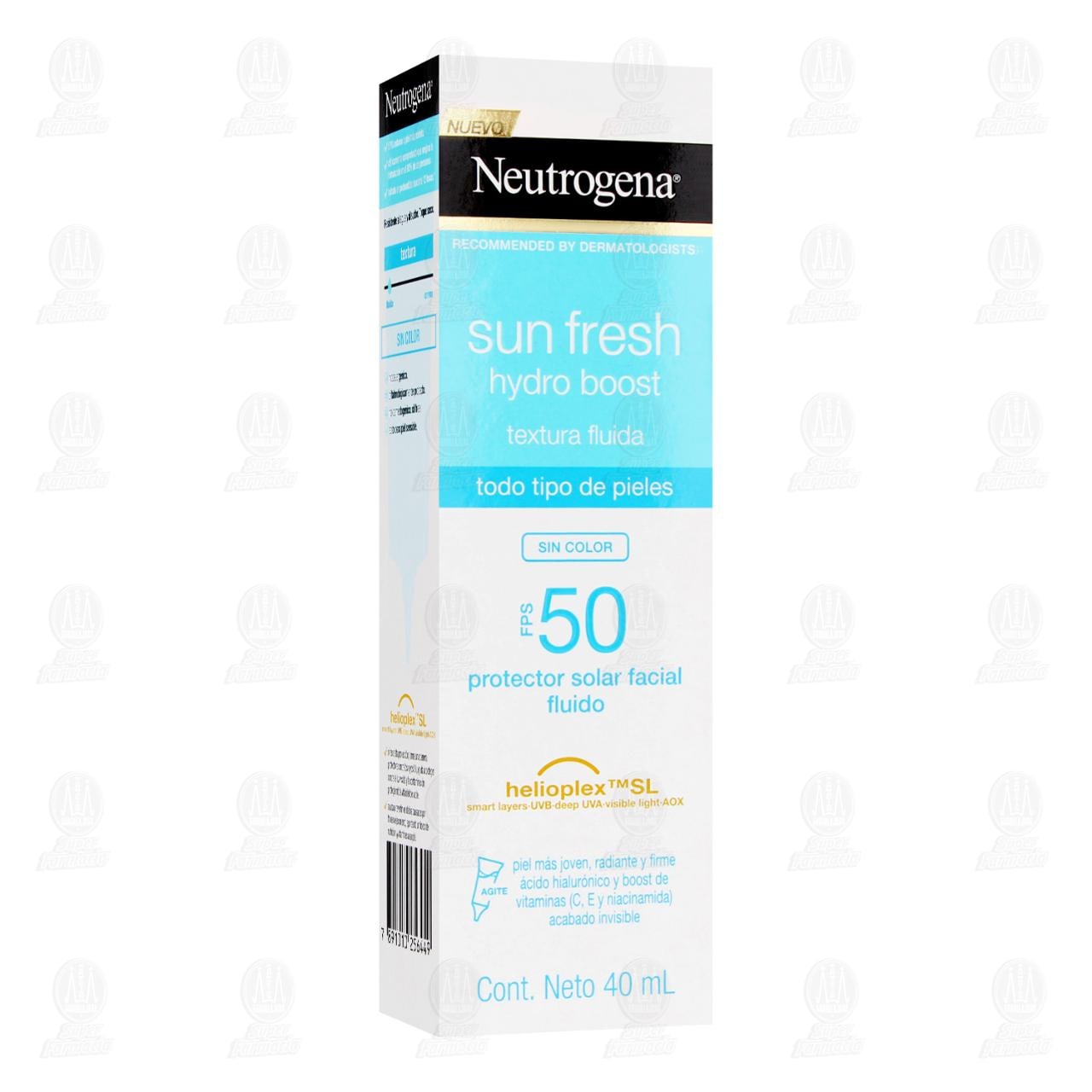 Imagen para Protector Solar Facial Neutrogena Sin Color Fluido Sun Fresh Hydro Boost FPS 50, 40 ml.