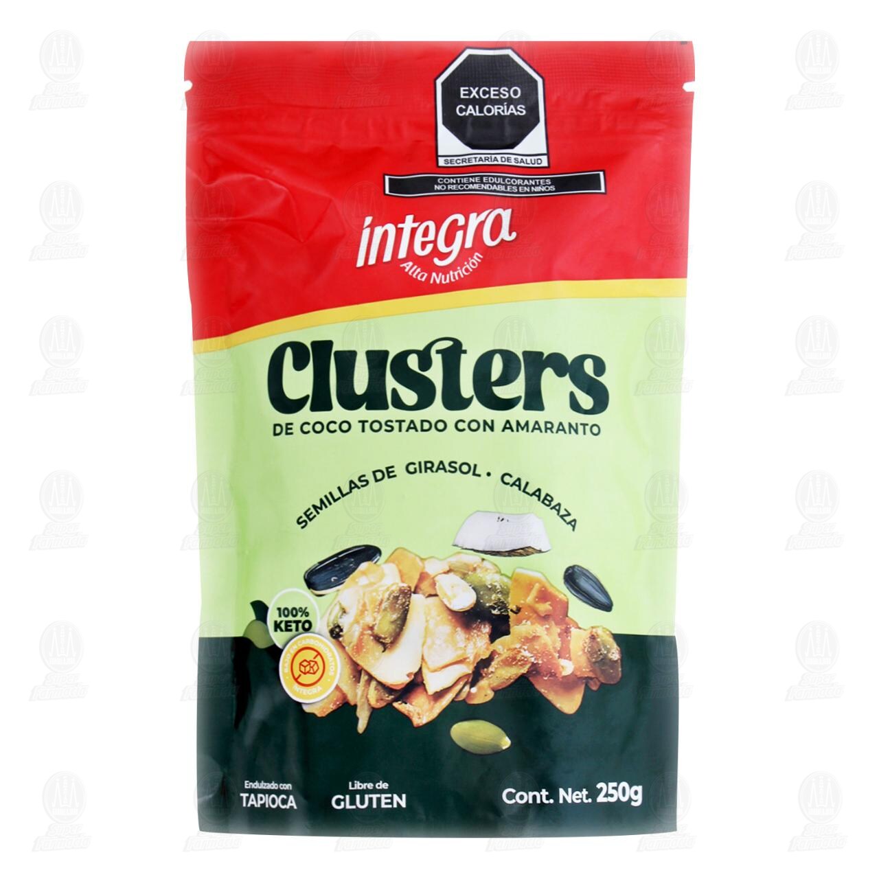 Semillas Clusters &Iacute;ntegra de Coco Tostado con Amaranto, 250 gr.