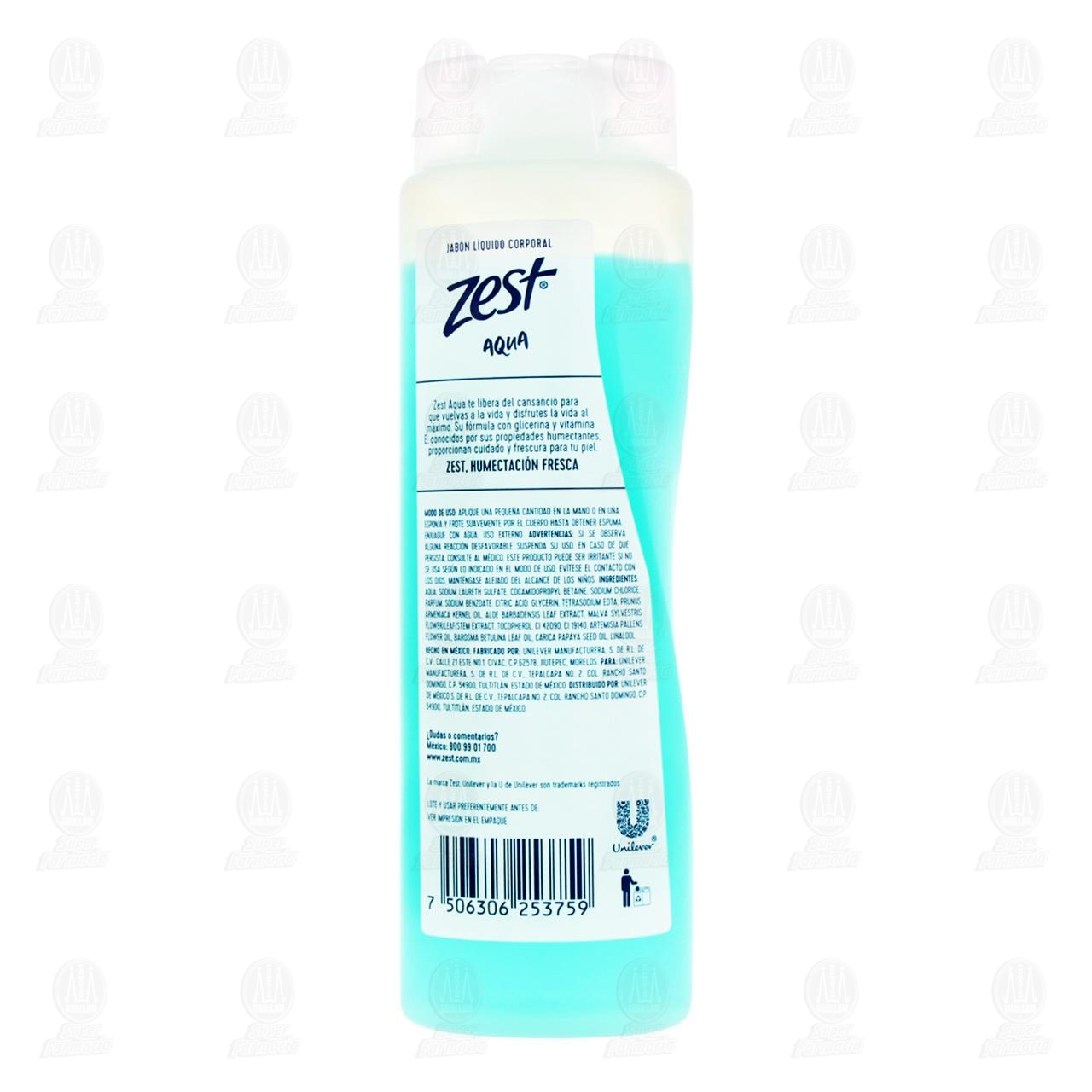 Jab&oacute;n L&iacute;quido Corporal Zest Aqua, 400 ml. image number 2