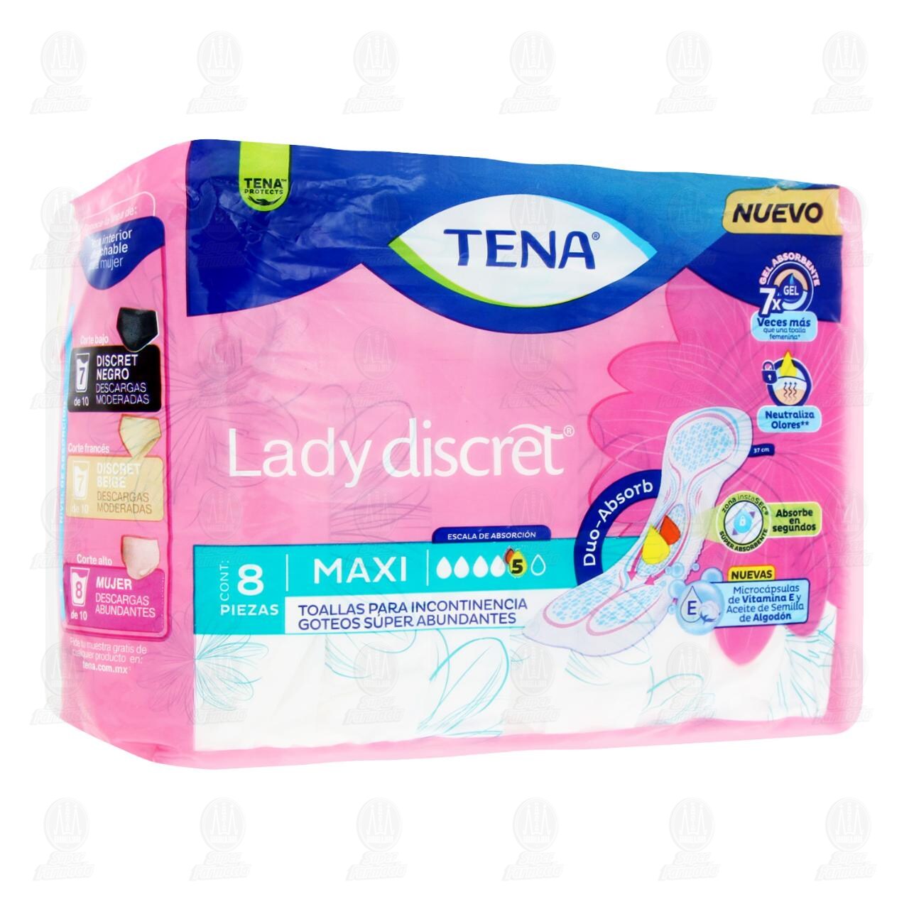 Toalla Para Incontinencia Tena Lady Discret Maxi, 8 pzas.