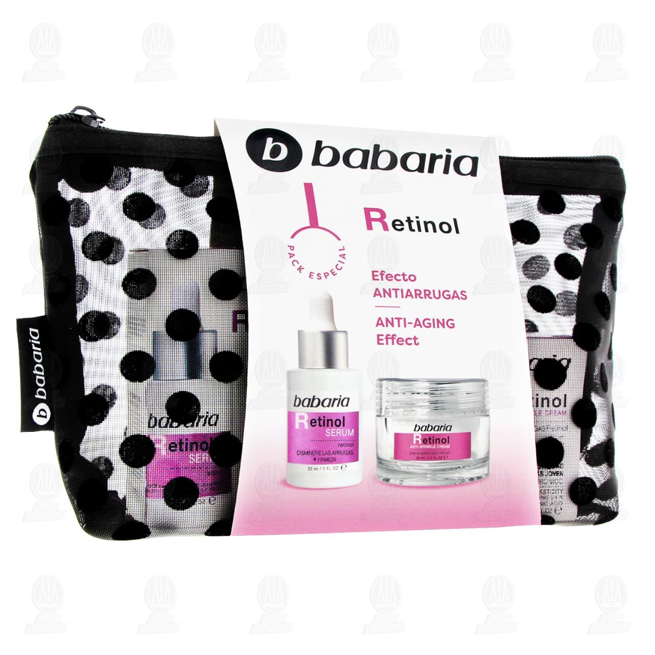 Pack Especial Babaria Retinol Efecto Antiarrugas Serum Disminuye Arrugas + Crema Facial Antiarrugas, 2 pzas.