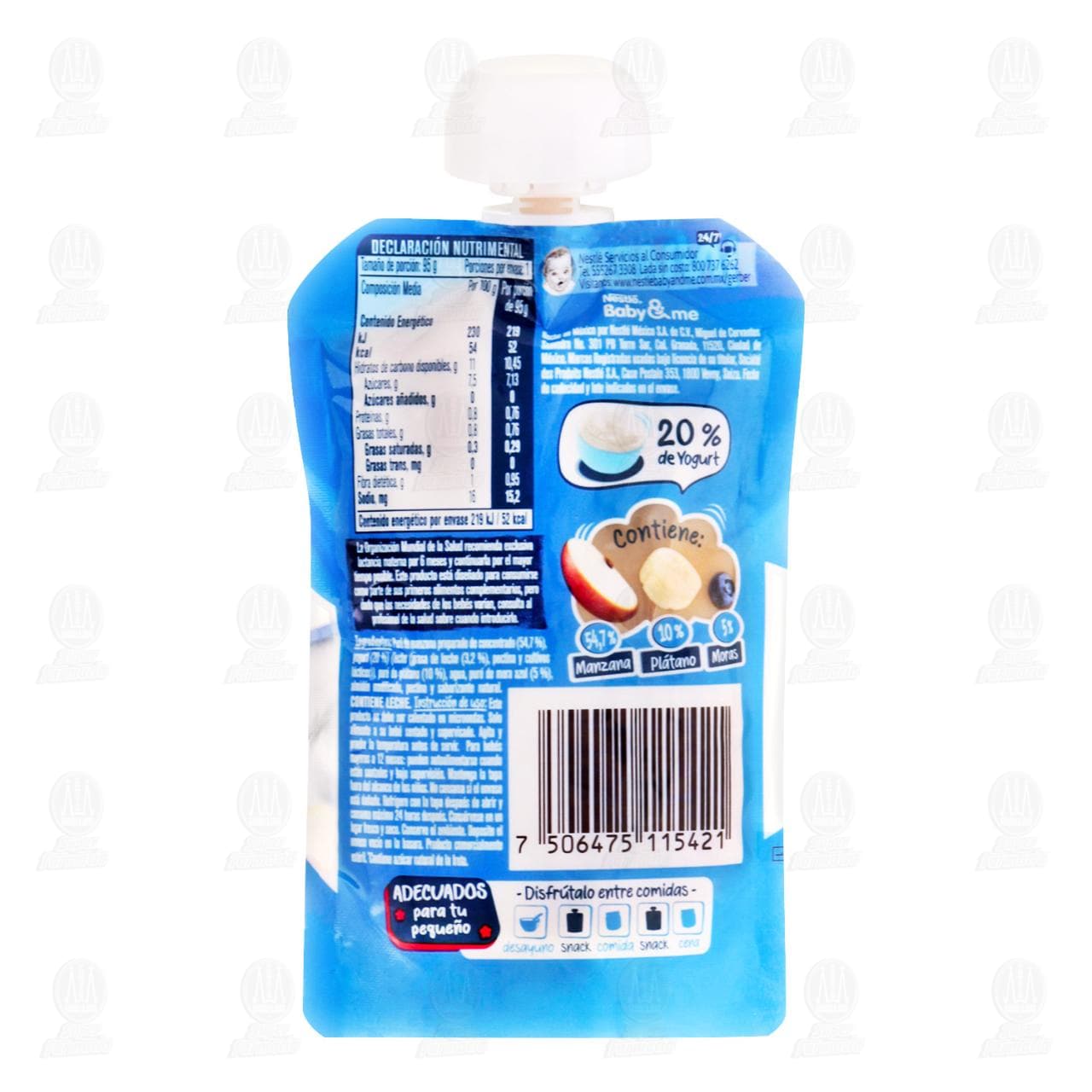 Papilla Gerber Snack de Mora, Plátano, Yogurt y Manzana, 95 gr. image number 1