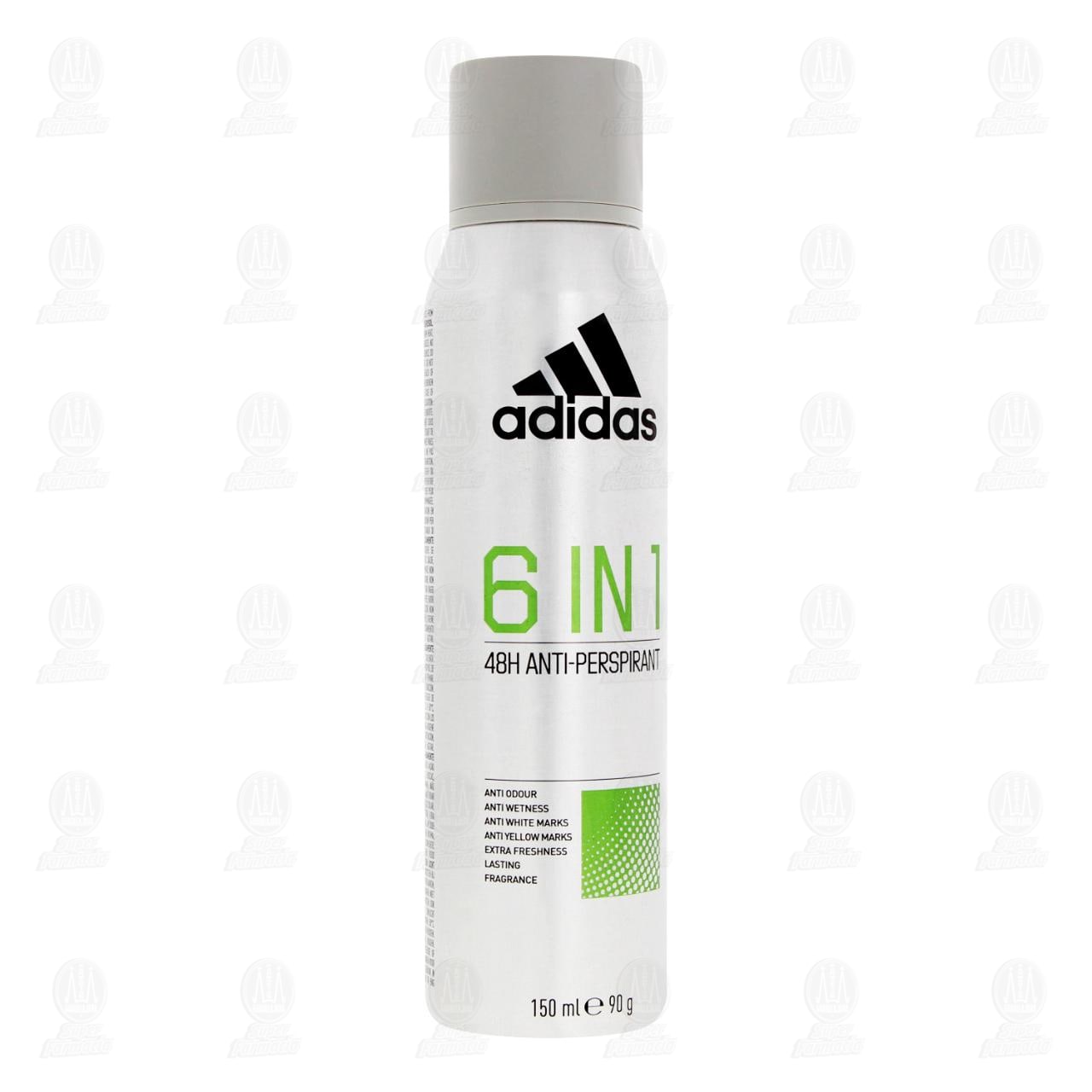 Imagen para Antitranspirante Adidas 6 en 1 en Aerosol, 150 ml.