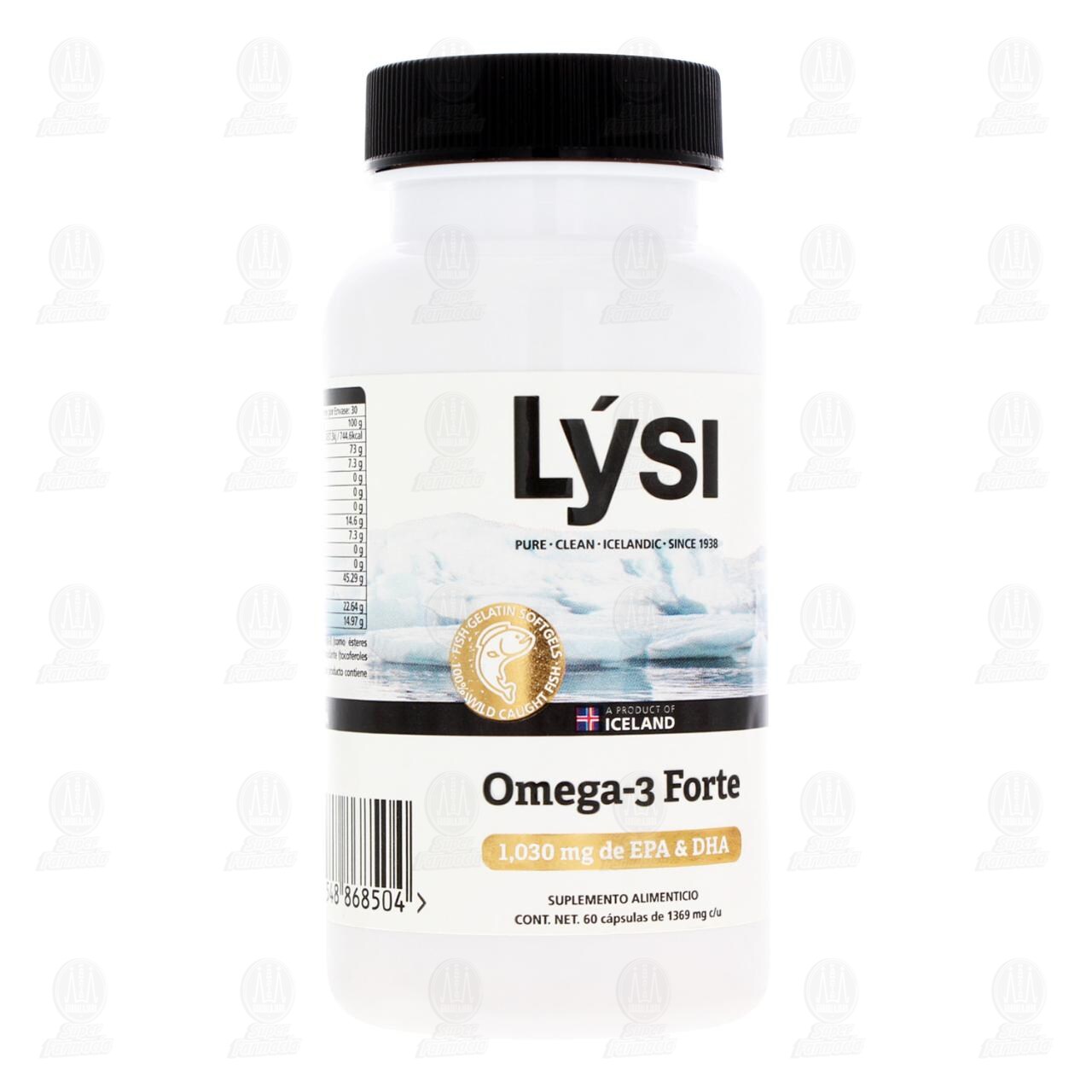 Lysi Omega 3-Forte Suplemento Alimenticio, 60 Cápsulas de 1369 mg c/u. image number 0