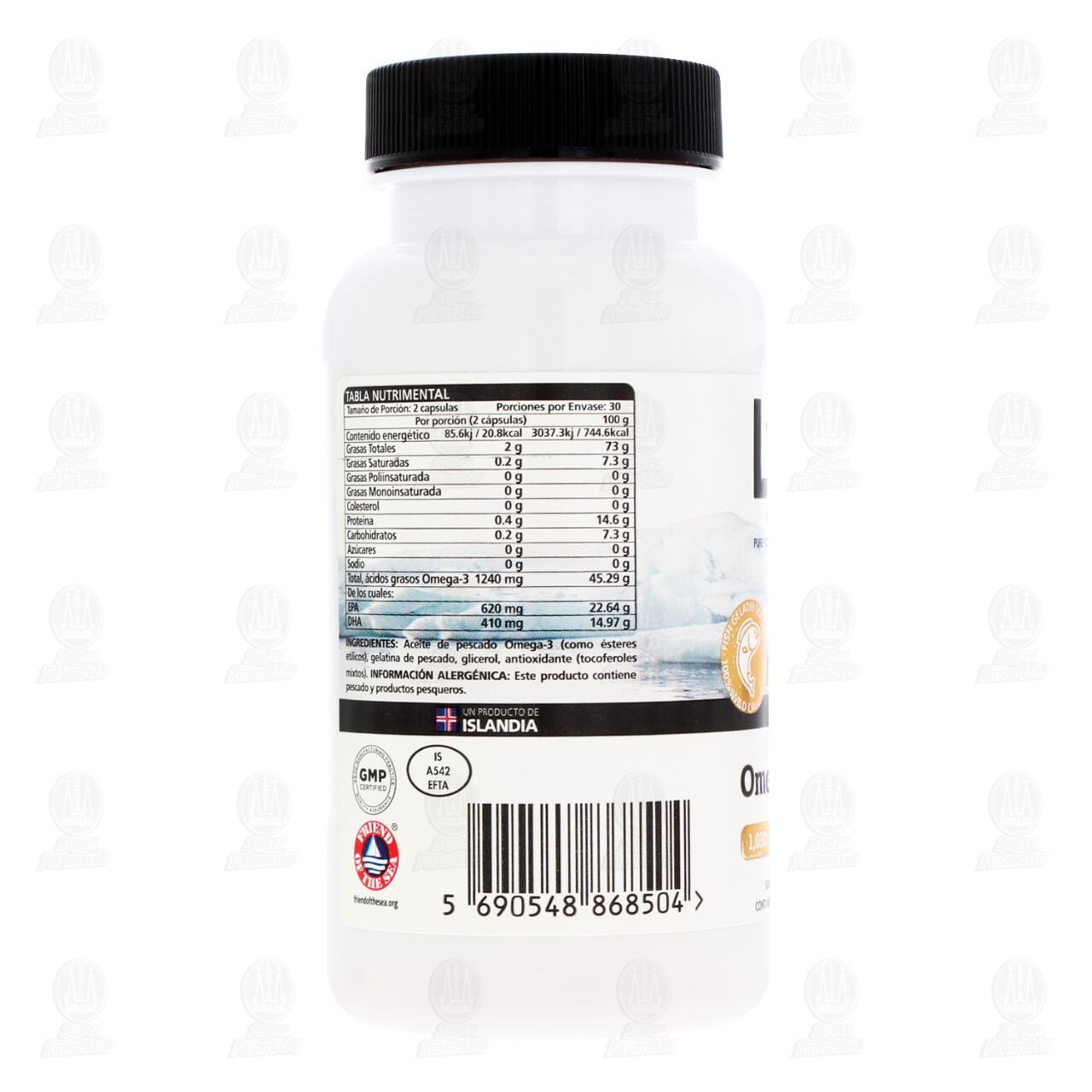 Lysi Omega 3-Forte Suplemento Alimenticio, 60 Cápsulas de 1369 mg c/u. image number 2