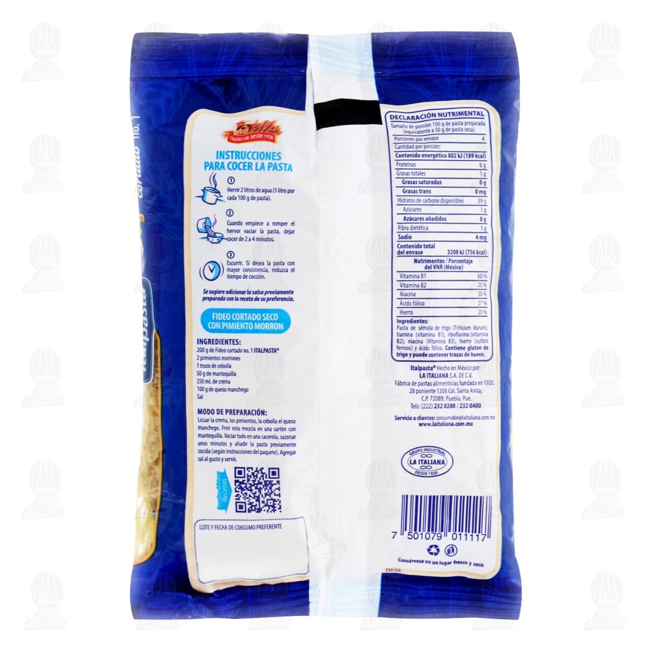 Pasta Italpasta Fideo Cortado 1, 200 gr. image number 1