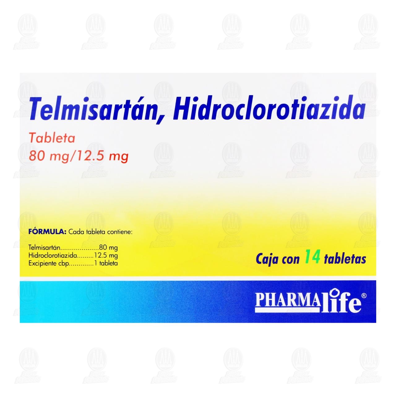 Telmisart&aacute;n/Hidroclorotiazida 80mg/12.5mg, 14 Tabletas Pharmalife. image number 2