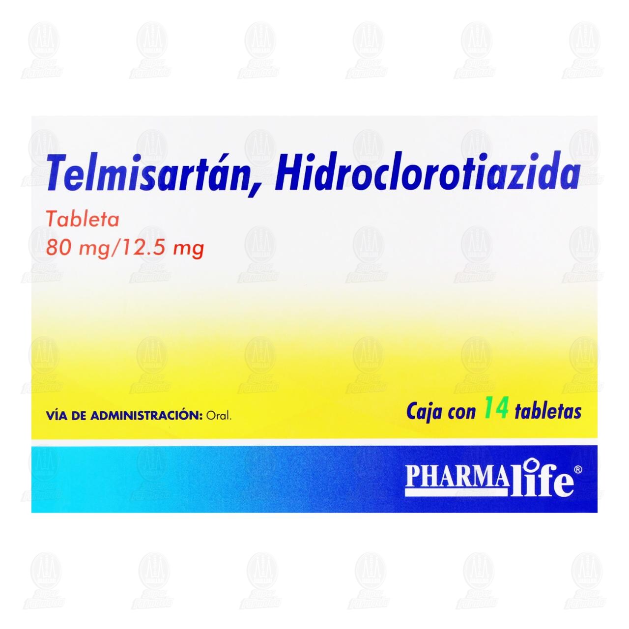 Telmisart&aacute;n/Hidroclorotiazida 80mg/12.5mg, 14 Tabletas Pharmalife. image number 1
