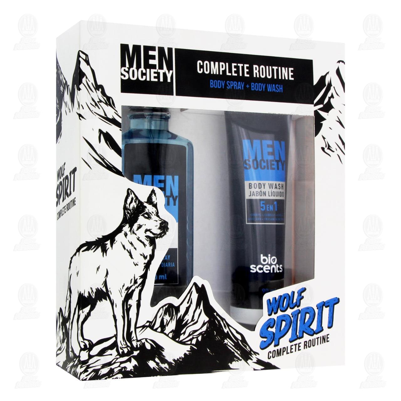 Imagen para Pack Wolf Spirit Men Society Complete Routine Fragancia Diaria Silver Ocean + Jabón Líquido 5 en 1, 2 pzas.