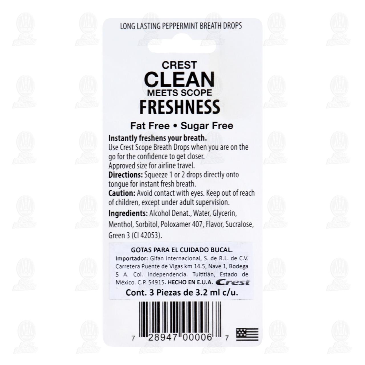 Gotas Peppermint Crest Scope para el Cuidado Bucal, 3 pzas de 3.2 ml c/u. image number 1