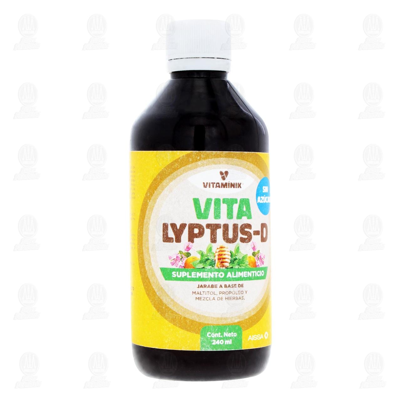 Jarabe Vitalyptus D Sin Azúcar con Propóleo, Gordolobo y Mezcla de hierbas, 240 ml.