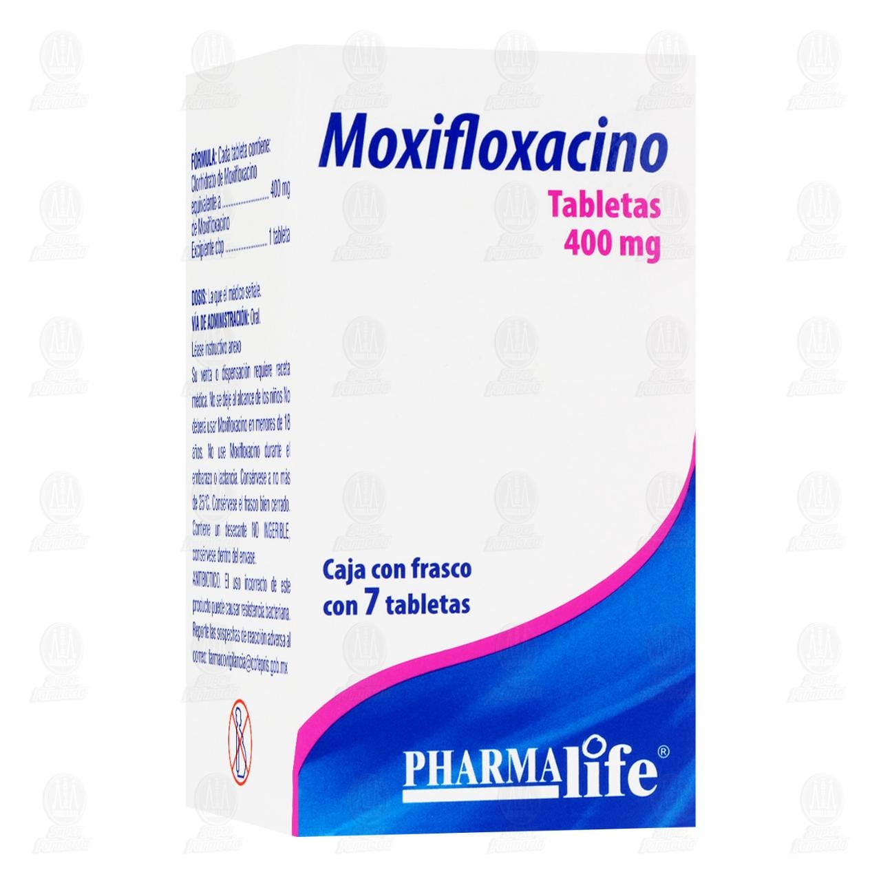 Imagen para Moxifloxacino 400 mg, 7 Tabletas Pharmalife.