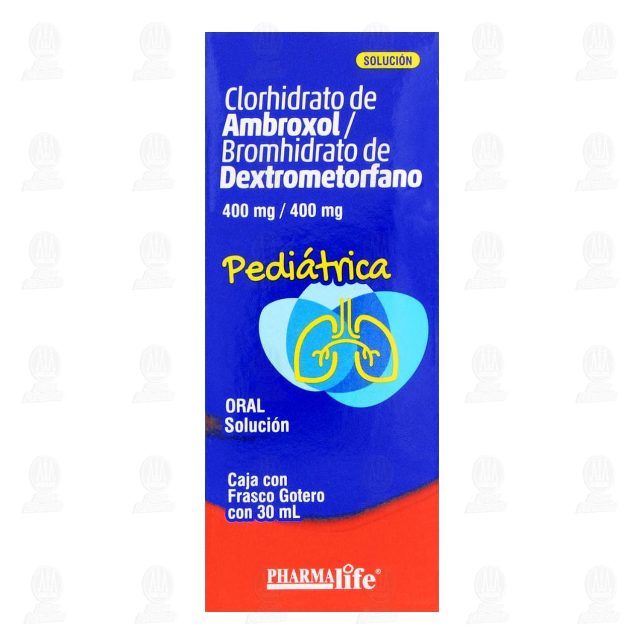 Clorhidrato de Ambroxol/Bromhidrato de Dextrometorfano 400mg/400mg Soluci&oacute;n Pedi&aacute;trica, 30 ml Pharmalife. image number 1