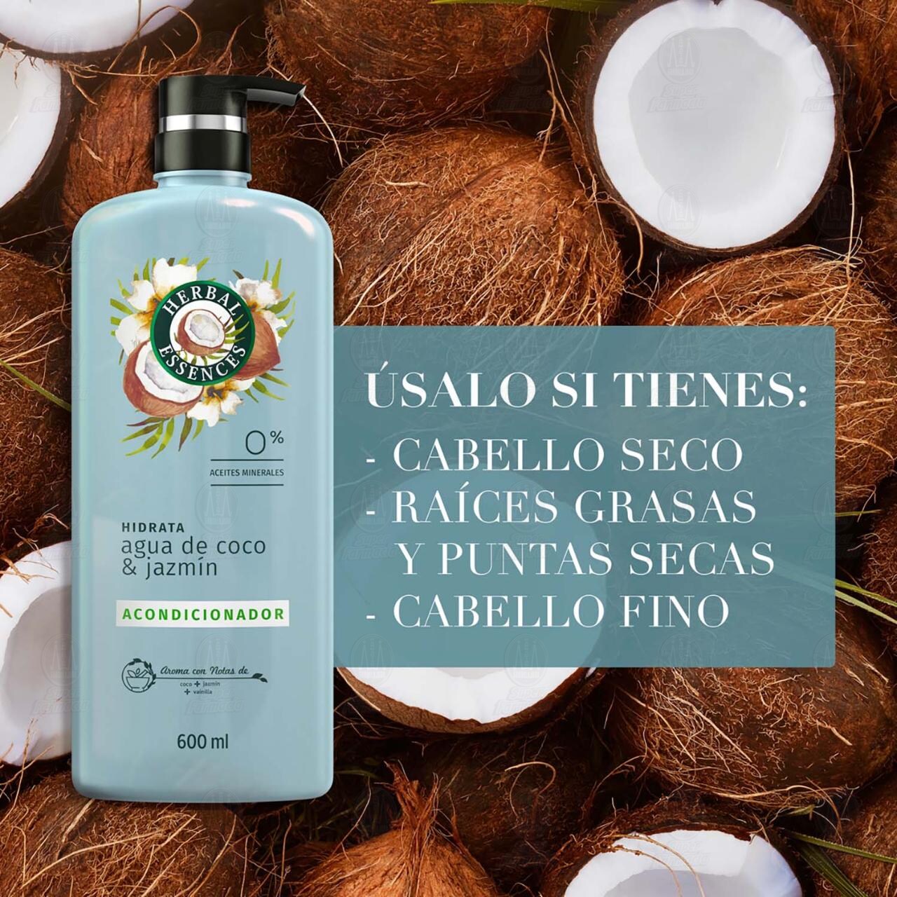 Acondicionador Herbal Essences Hidrata Agua de Coco & Jazm&iacute;n, 600 ml. image number 2