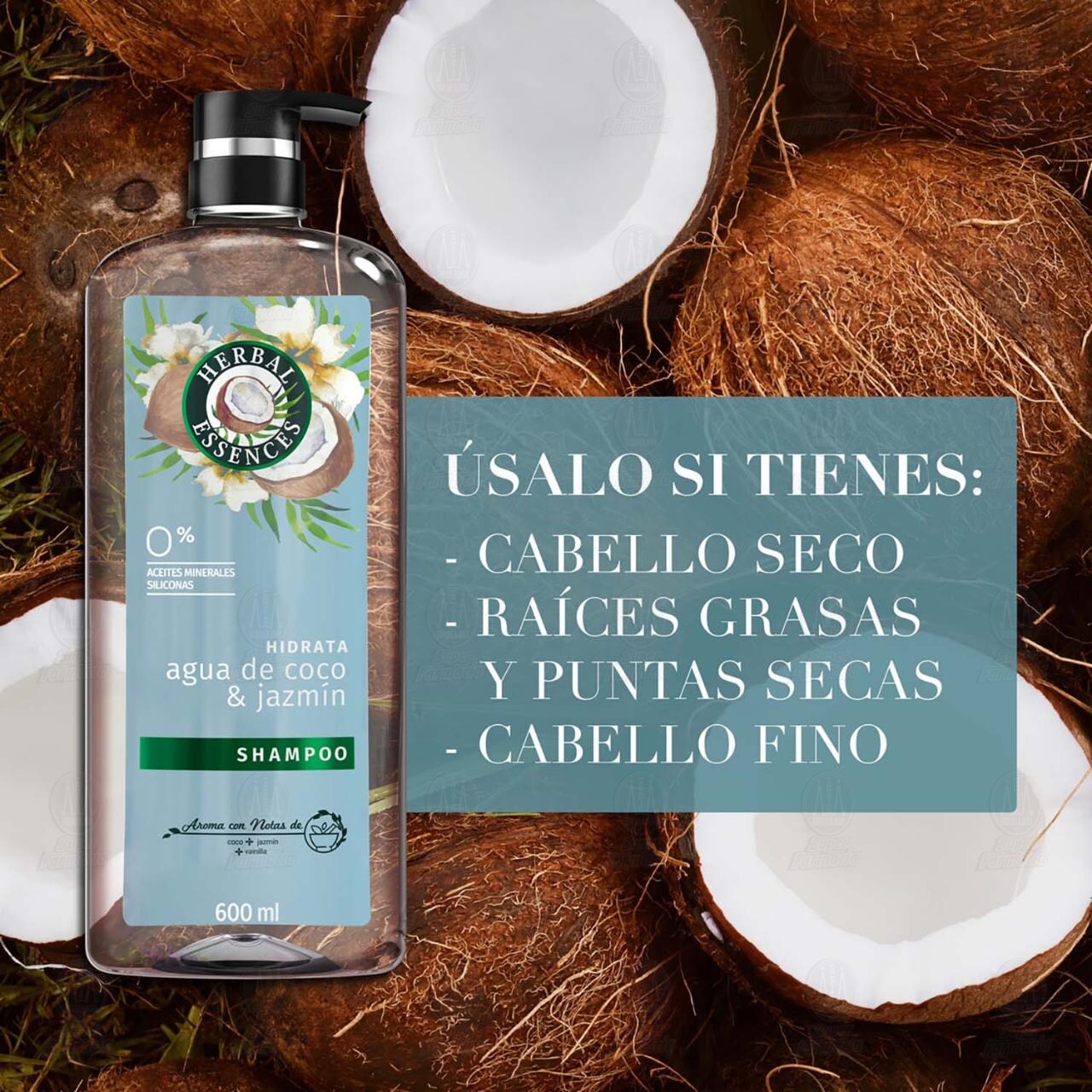 Shampoo Herbal Essences Hidrata Agua de Coco & Jazm&iacute;n, 600 ml. image number 2