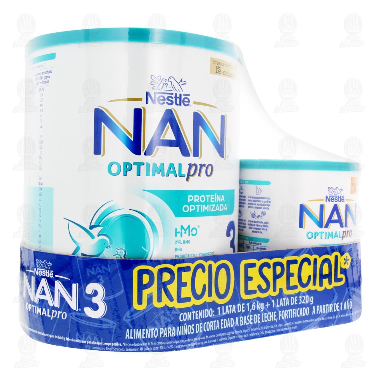 Pack F&oacute;rmula Infantil Nan 3 Optimal Pro 1.6 kg + 320 gr, 2 pzas. image number 0
