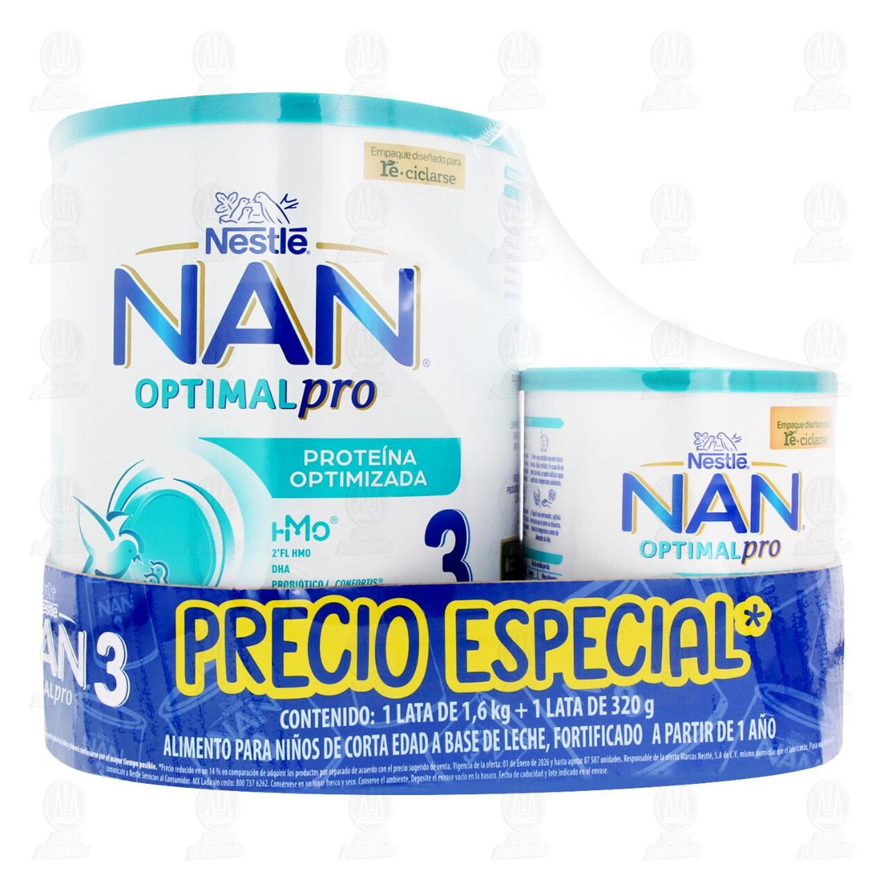 Pack F&oacute;rmula Infantil Nan 3 Optimal Pro 1.6 kg + 320 gr, 2 pzas. image number 1
