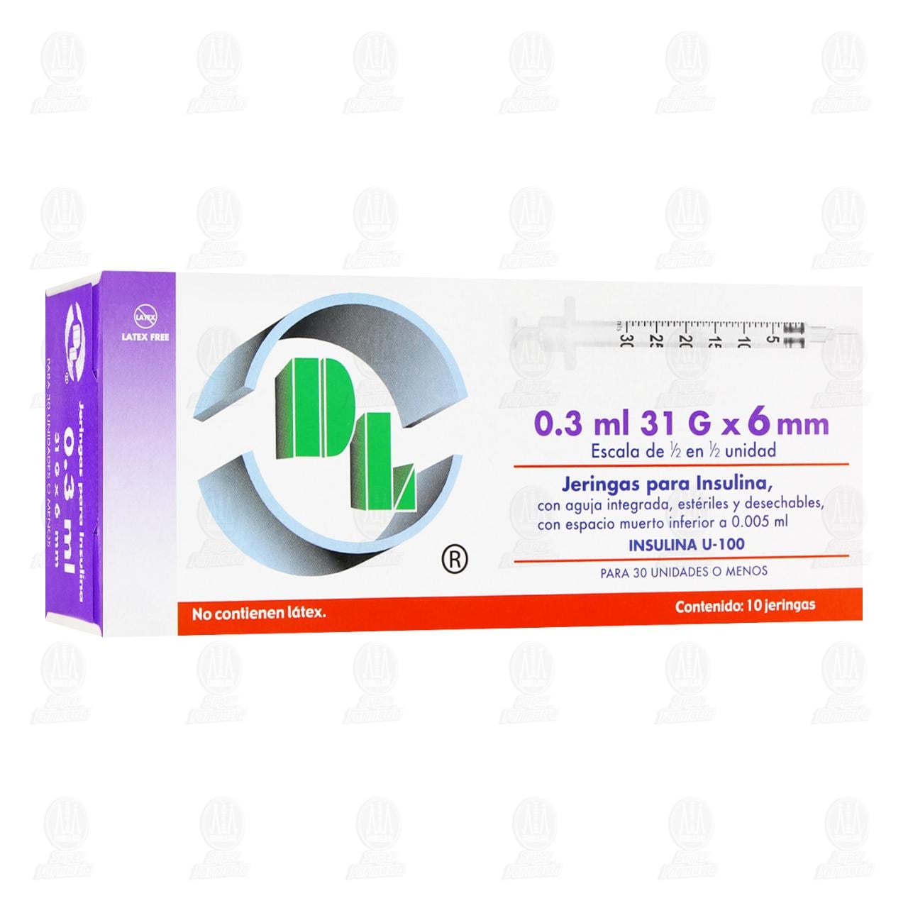 Jeringas para Insulina DL 0.3 ml 31G x 6mm, 10 pzas. image number 0