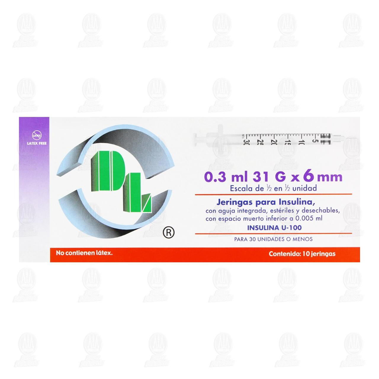 Jeringas para Insulina DL 0.3 ml 31G x 6mm, 10 pzas. image number 1