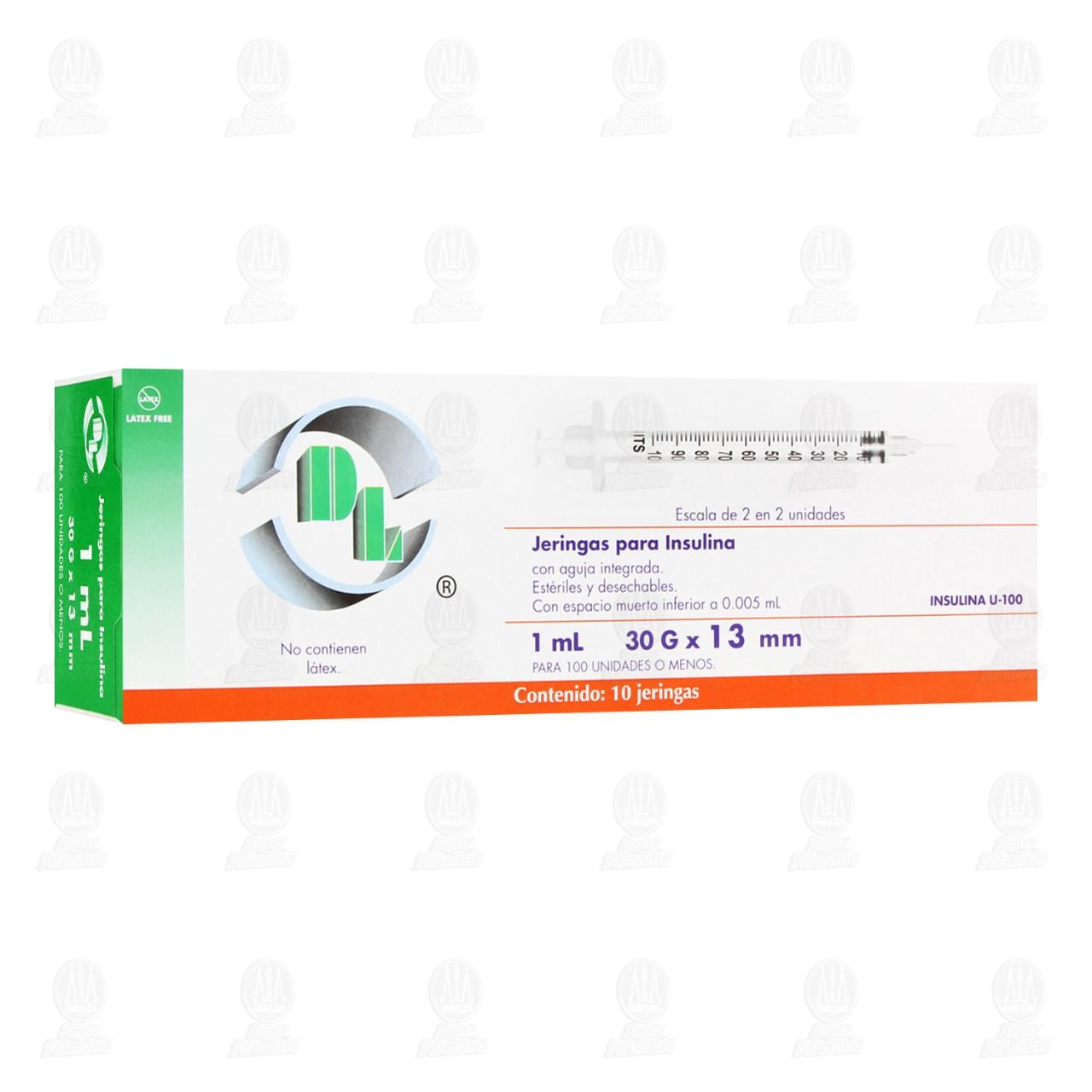 Imagen para Jeringas para Insulina DL 1 ml 30G x 13mm, 10 pzas.