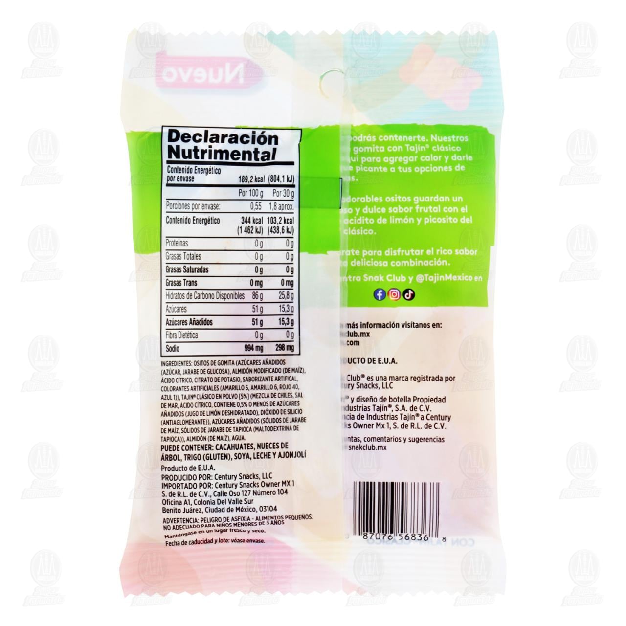 Ositos de Gomita Snak Club con Taj&iacute;n, 55 gr. image number 1