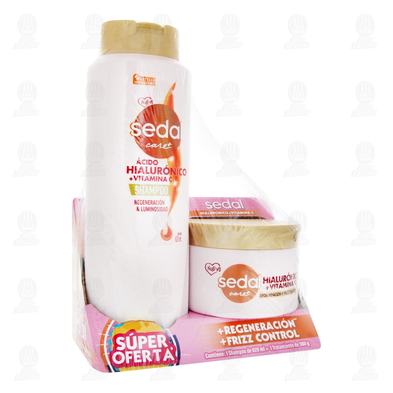 Imagen para Pack Sedal Care+ Ácido Hialurónico + Vitamina C Shampoo 620 ml + Tratamiento 300 gr, 2 pzas.