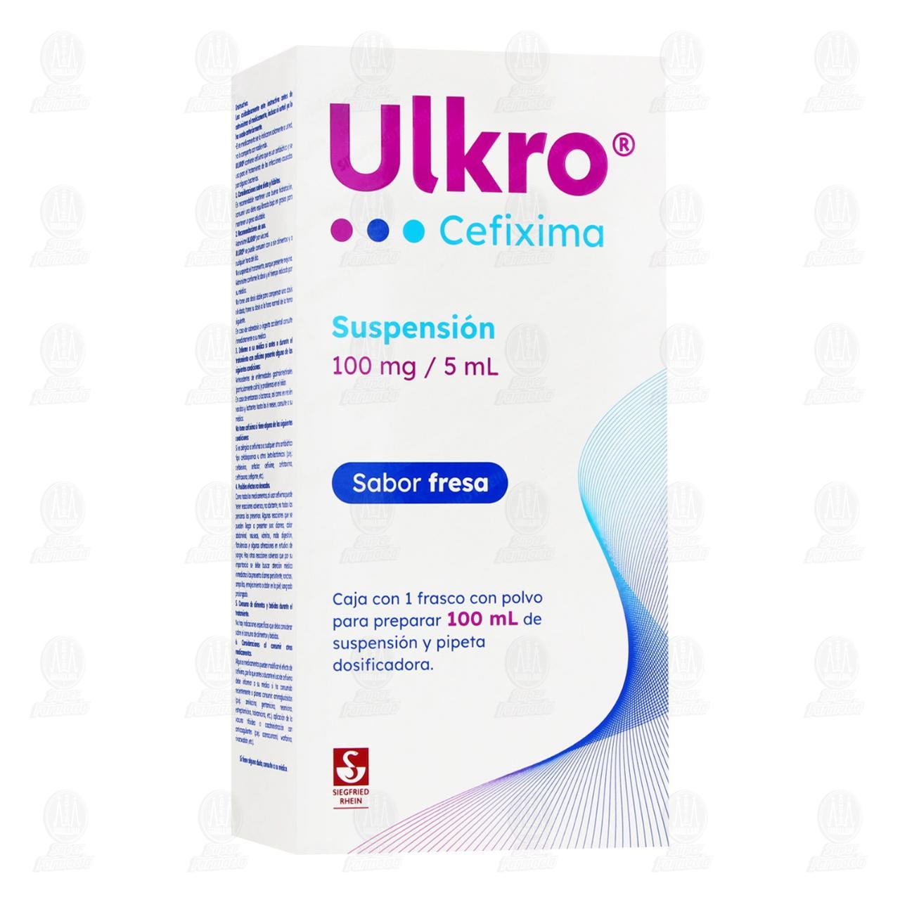 Imagen para Ulkro 100mg/5ml Suspensión Sabor Fresa, 100 ml.