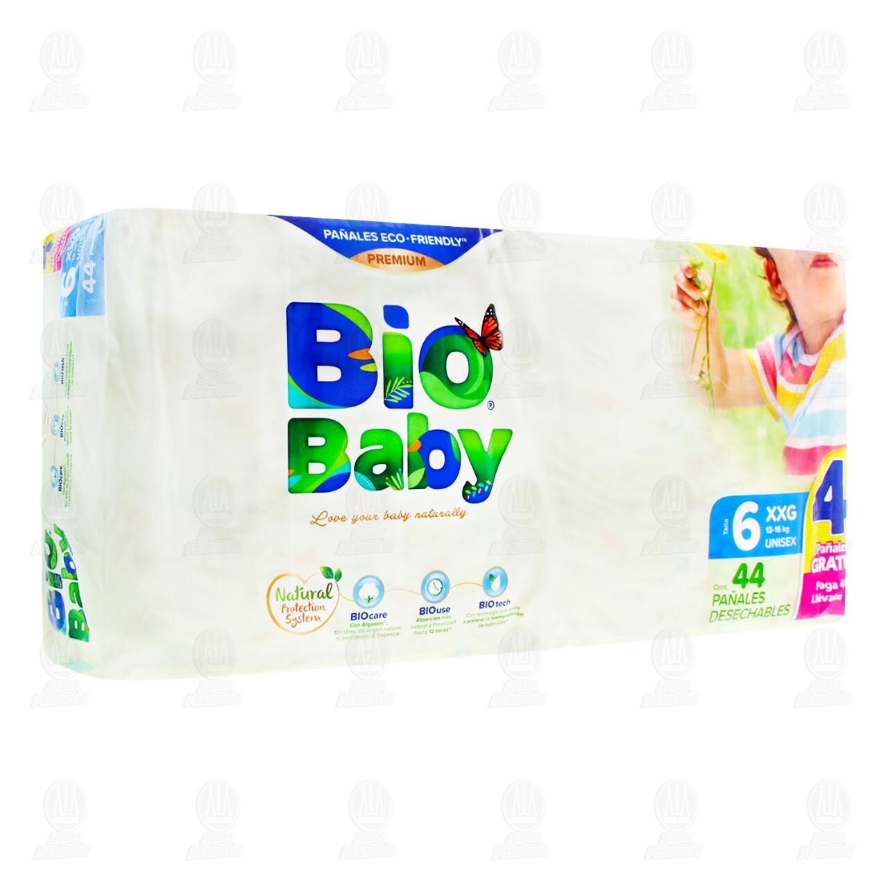 Pañales para Bebé Bio Baby Talla 6 XXG Unisex, 40 pzas.