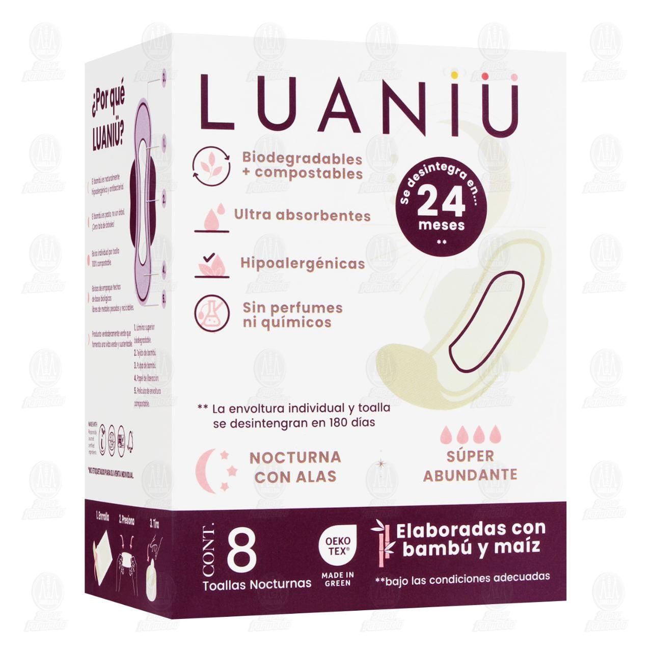 Imagen para Toallas Luaniu Nocturnas con Alas Súper Abundante, 8 pzas.