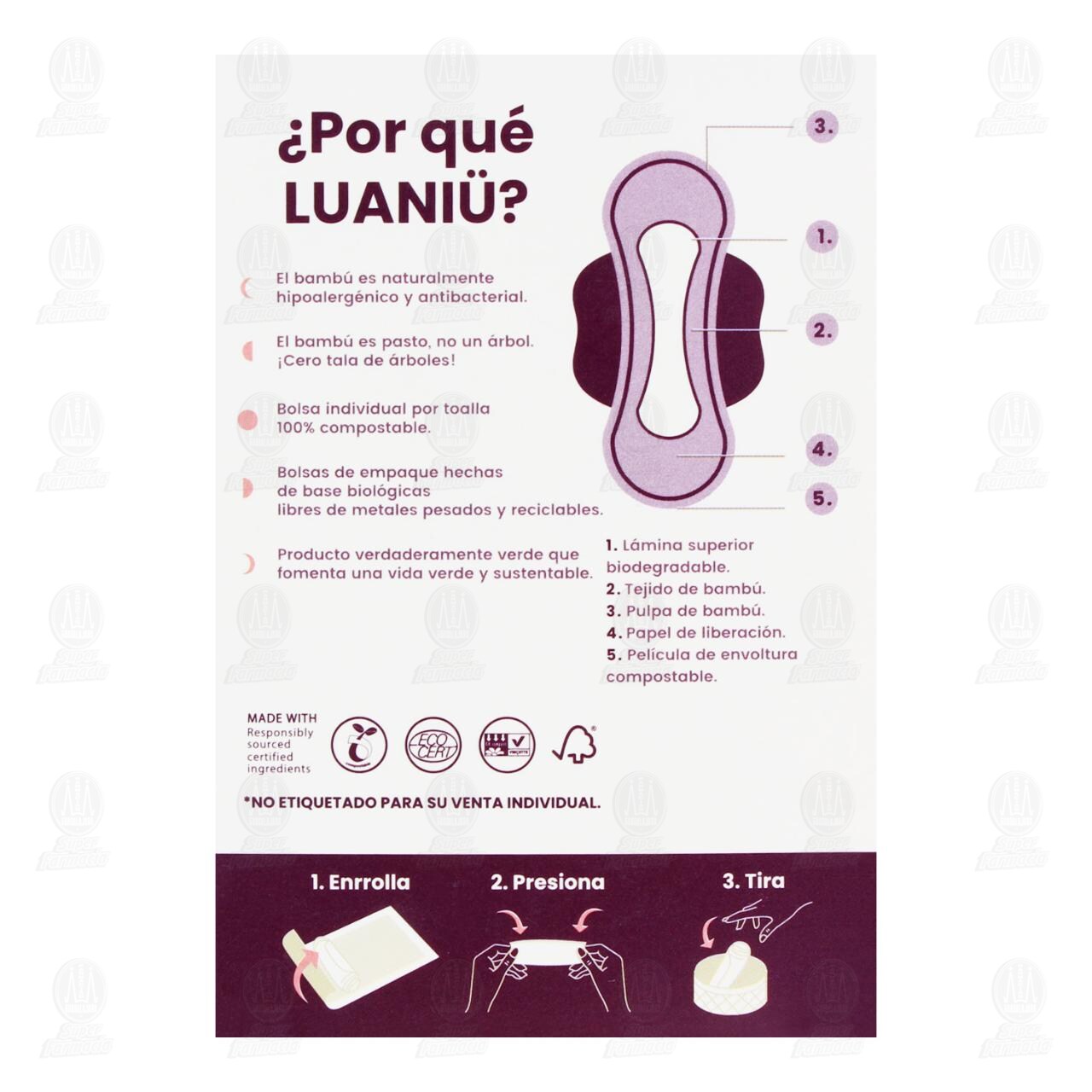 Toallas Femeninas Luani&uuml; Nocturnas con Alas S&uacute;per Abundante, 8 pzas. image number 2