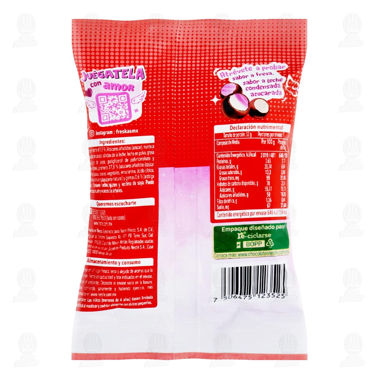 Caramelo Freskas Love con Chocolate, 32 gr. image number 1