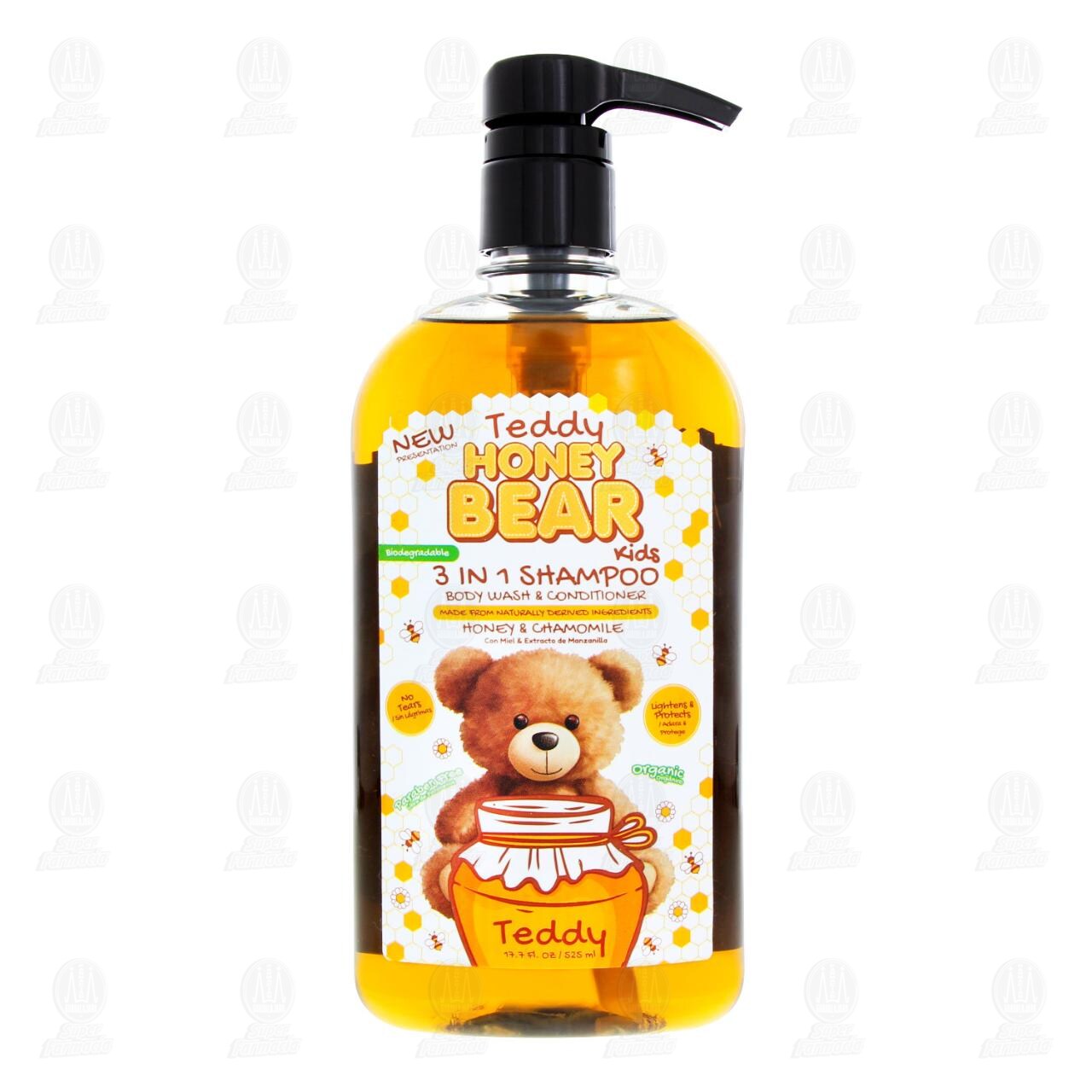 Shampoo Teddy Honey Bear 3 en 1 Honey & Chamomile, 525 ml. image number 1