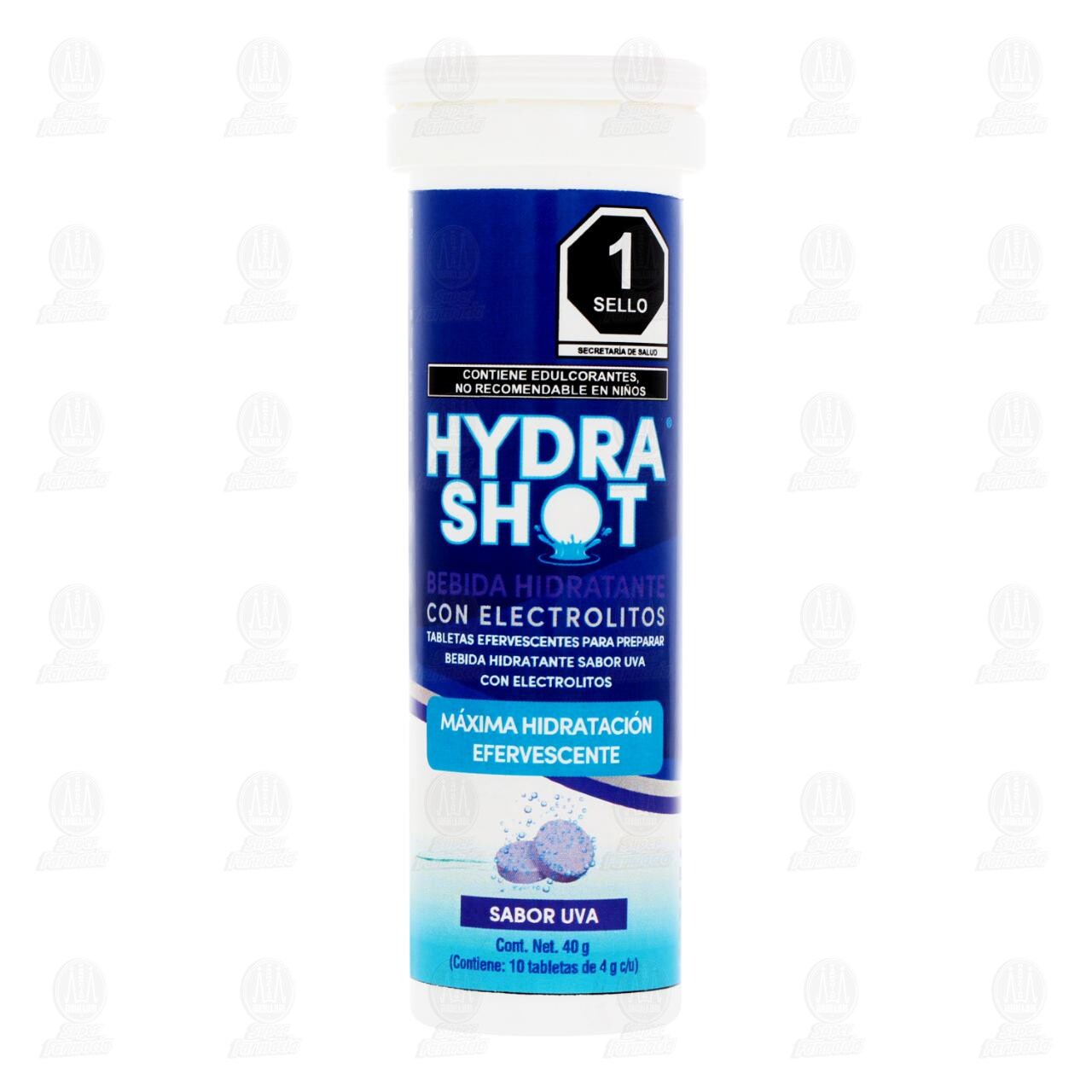 Hydra Shot Efervescente con Electrolitos Sabor Uva, 10 Tabletas de 4 gr c/u. image number 1