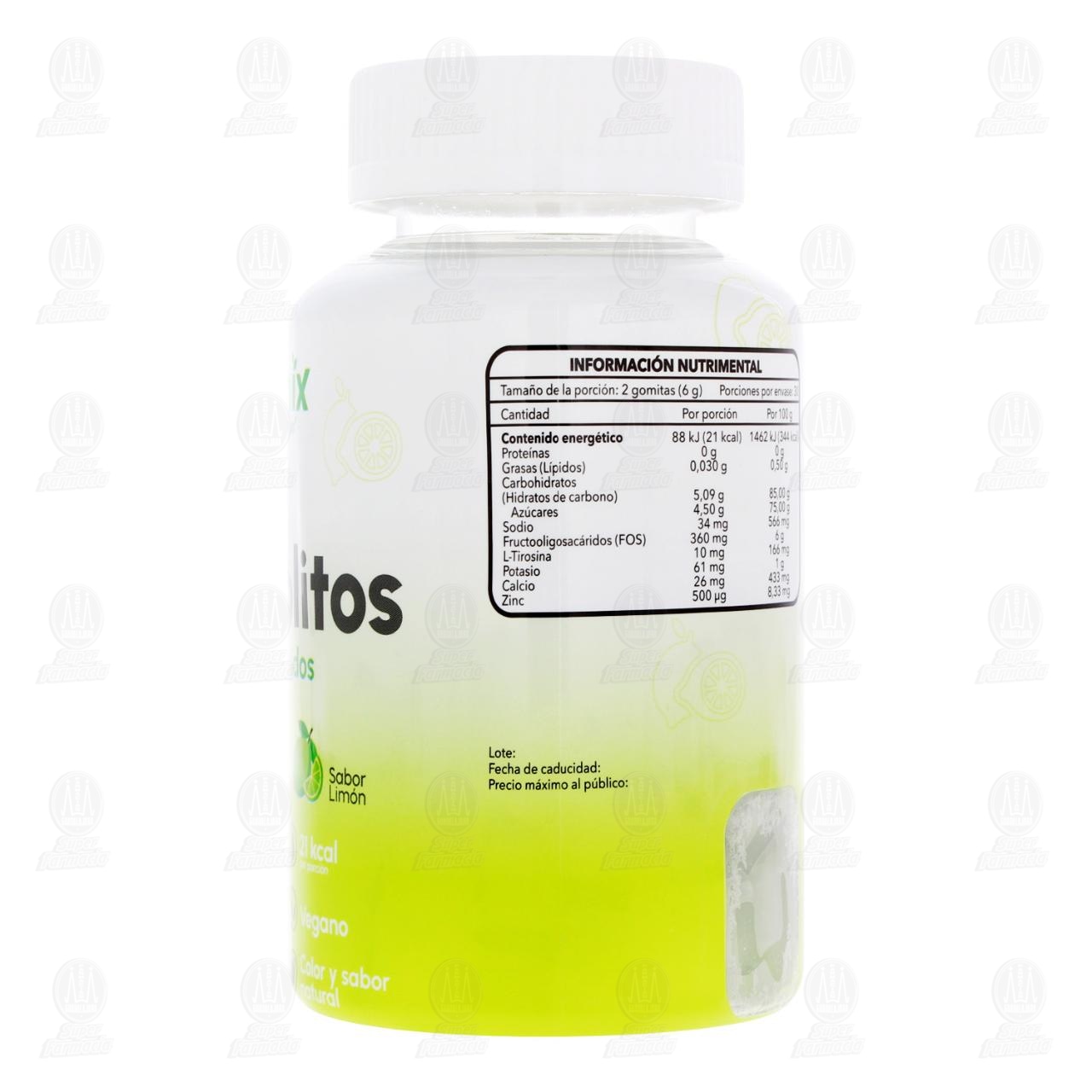 Suplemento Alimenticio Gomix by Naturex Gomitas con Electrolitos y Amino&aacute;cidos Sabor Lim&oacute;n, 60 gomitas. image number 2