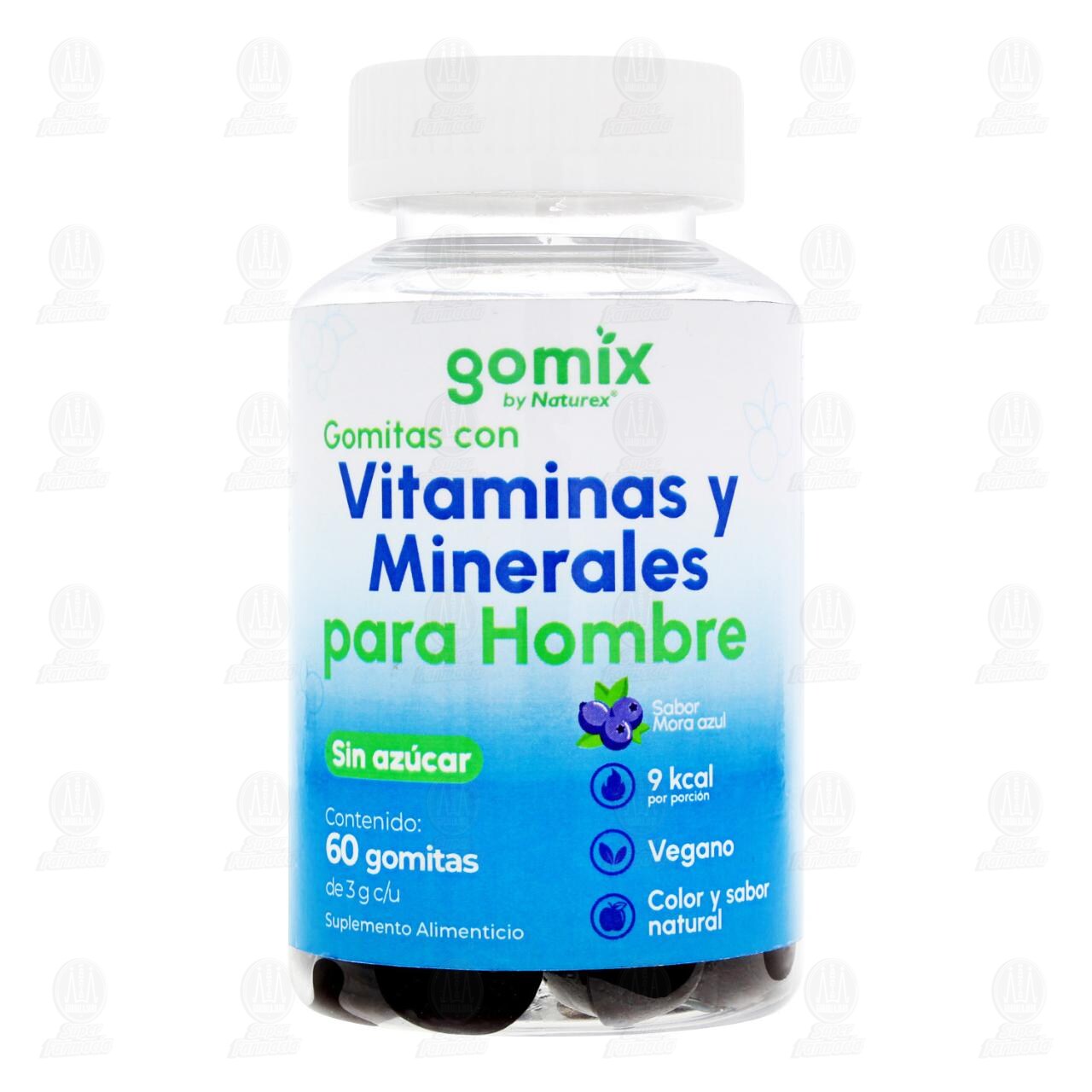 Suplemento Alimenticio Gomix by Naturex Gomitas con Vitaminas y Minerales para Hombres Sabor Mora Azul, 60 gomitas. image number 1