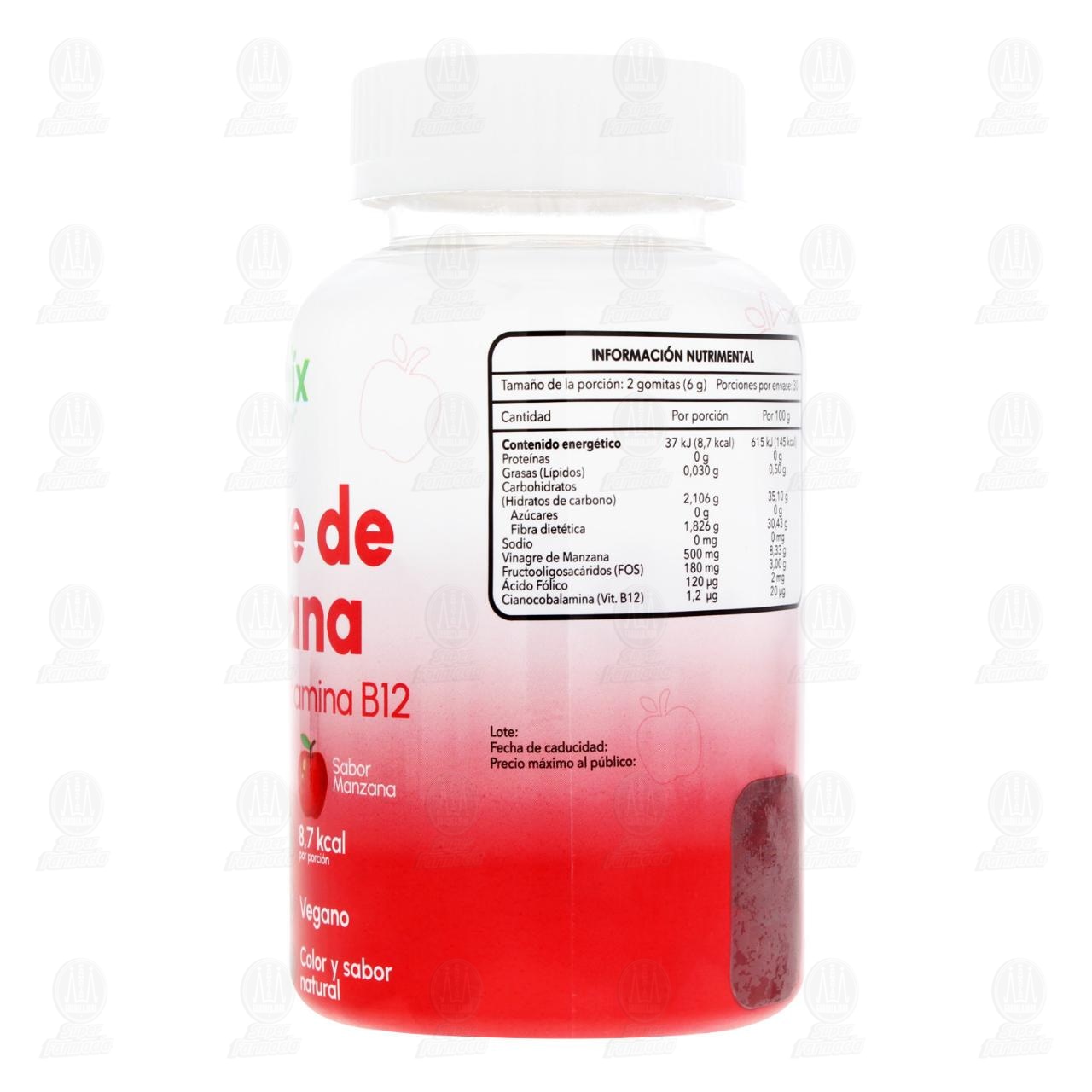 Suplemento Alimenticio Gomix by Naturex Gomitas con Vinagre de Manzana, &Aacute;cido F&oacute;lico y Vitamina B12, 60 Gomitas. image number 2