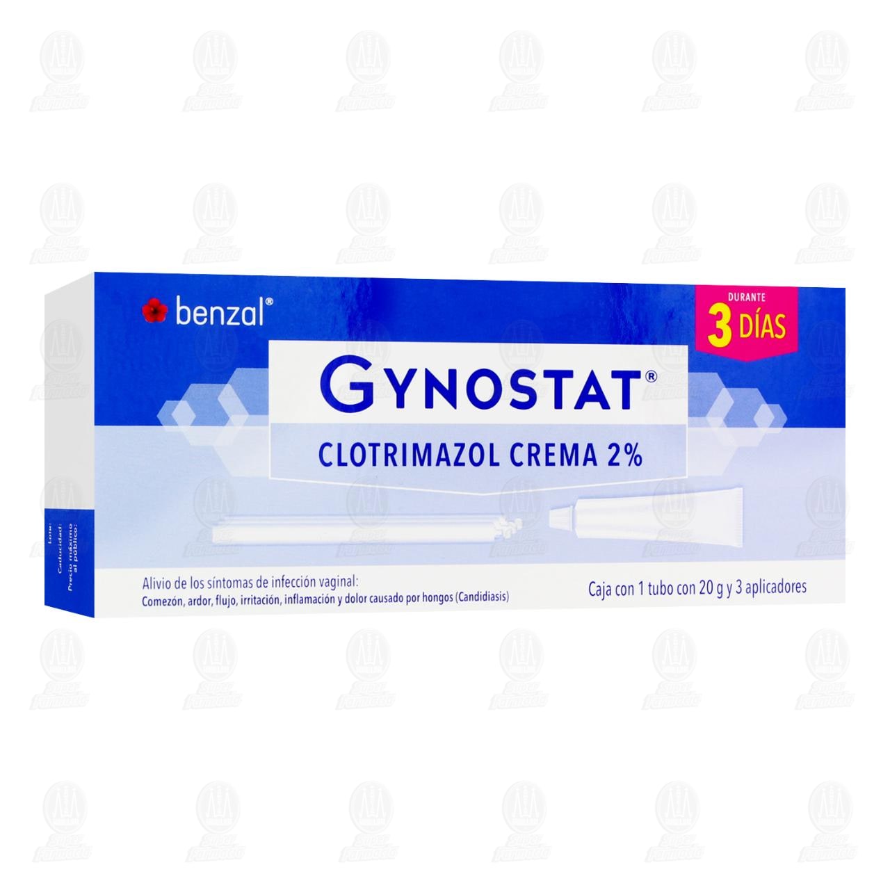 Gynostat Crema 2% 3 D&iacute;as 20 gr, 3 Aplicadores. image number 0
