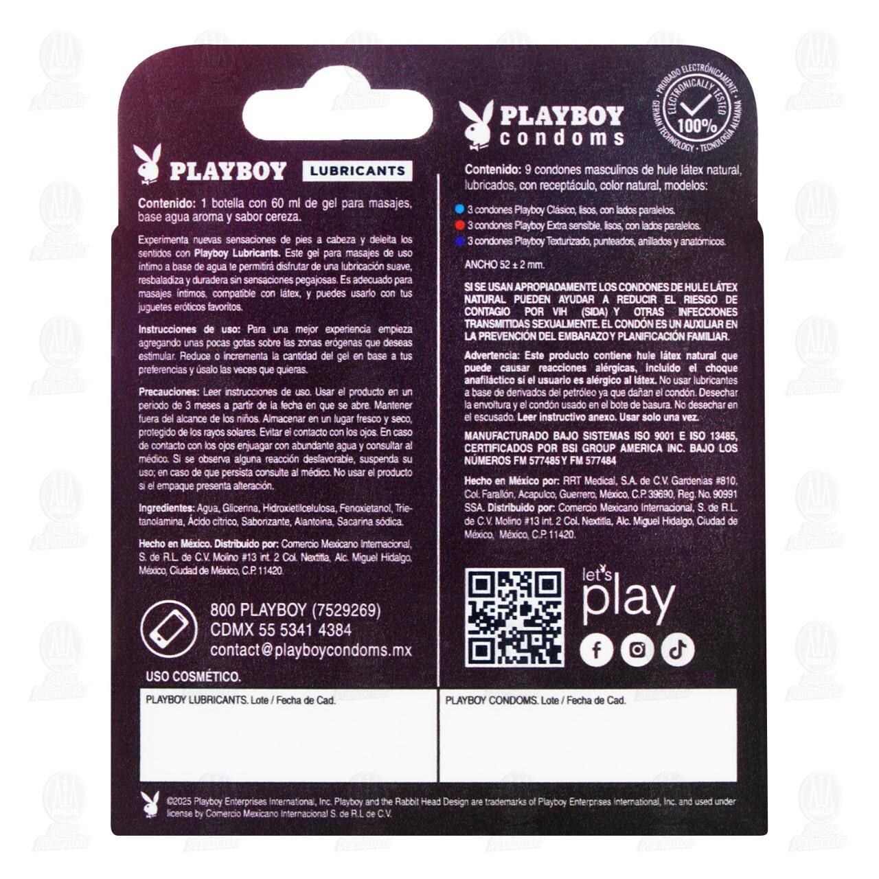 Pack Playboy Pleasure Kit 9 Condones + Gel para Masajes Aroma Cereza de 60 ml, 10 pzas. image number 2