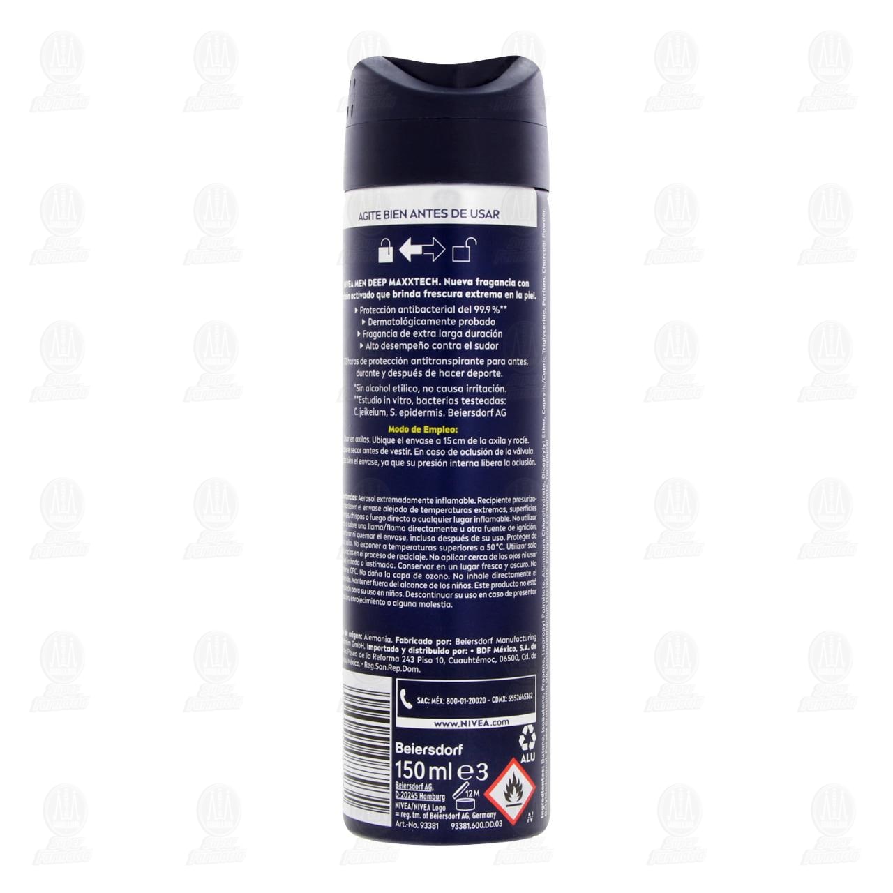 Nivea Men Antitranspirante Deep Extreme Black Carbon en Aerosol, 150 ml. image number 2