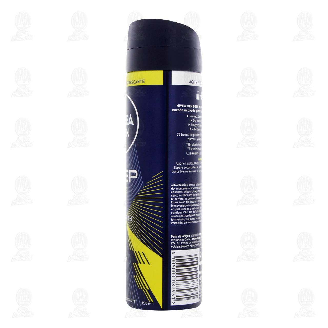 Nivea Men Antitranspirante Deep Extreme Black Carbon en Aerosol, 150 ml. image number 3