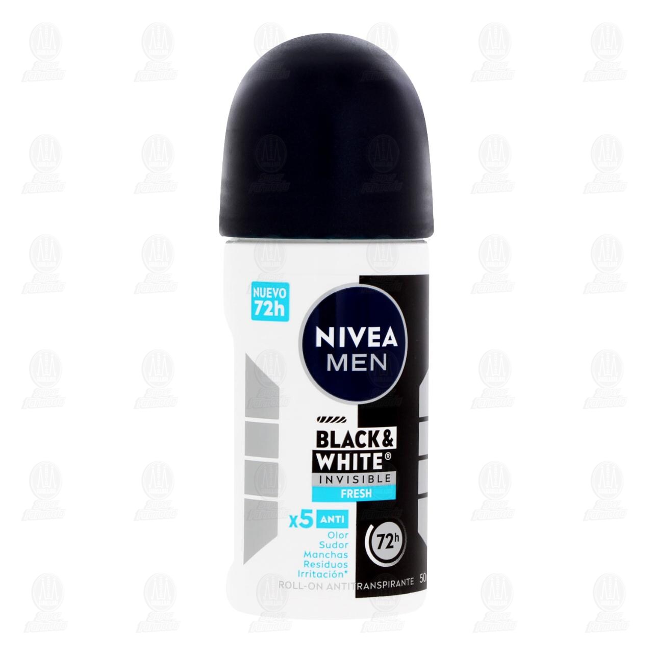 Antitranspirante Nivea Men Black & White Invisible Fresh X5 en Roll On, 50 ml.