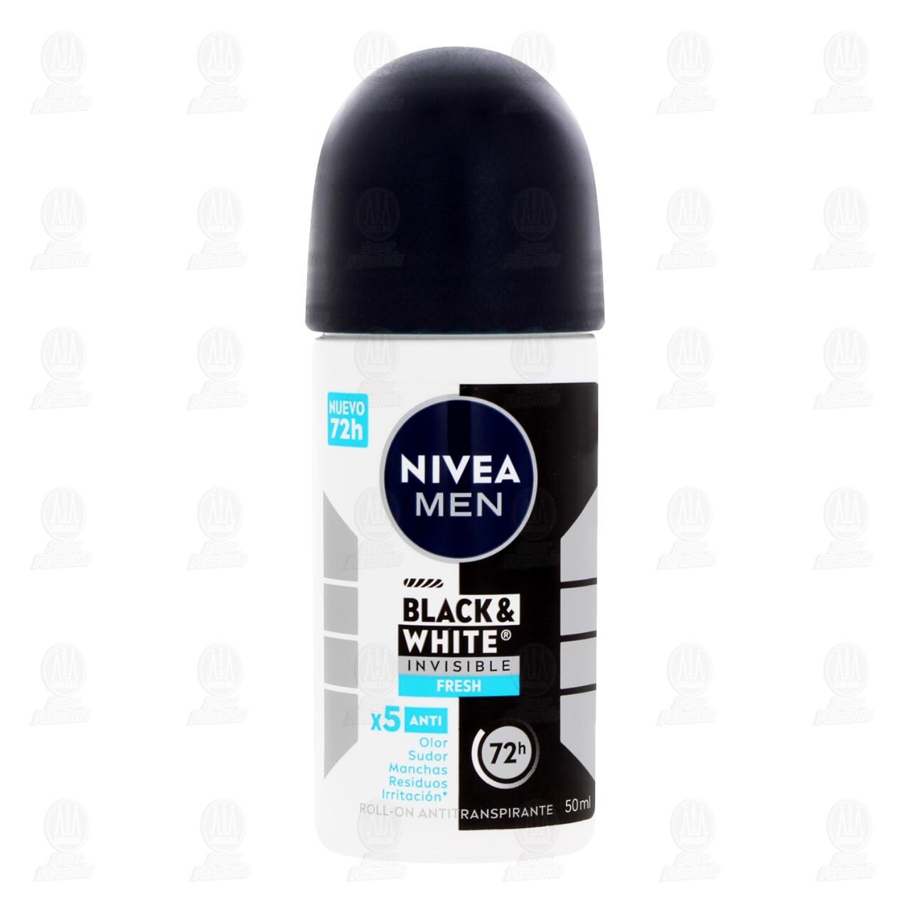 Antitranspirante Nivea Men Black & White Invisible Fresh X5 en Roll On, 50 ml. image number 1