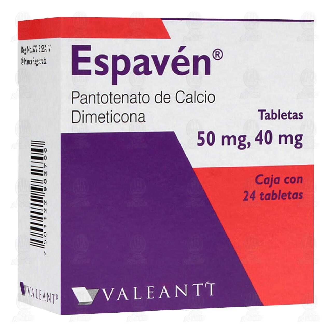 Espav&eacute;n 50mg/40mg, 24 Tabletas. image number 0