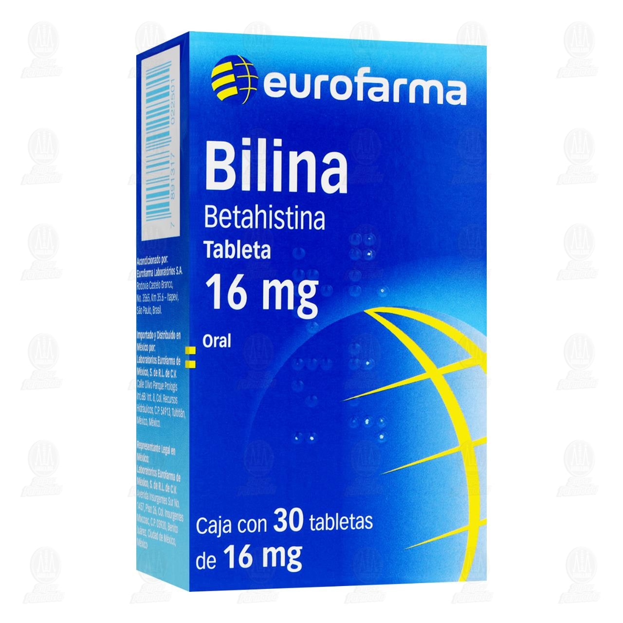 Imagen para Bilina 16 mg, 30 Tabletas.