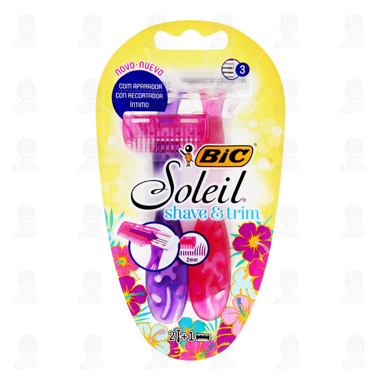 M&aacute;quinas para Afeitar Bic Soleil Shave & Trim, 3 pzas.
