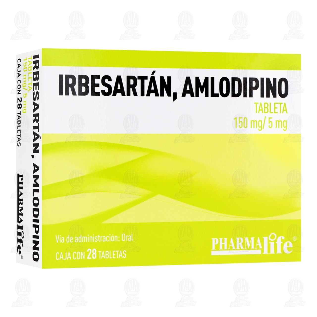 Imagen para Irbesartán, Amlodipino 150mg/5mg, 28 Tabletas Pharmalife.