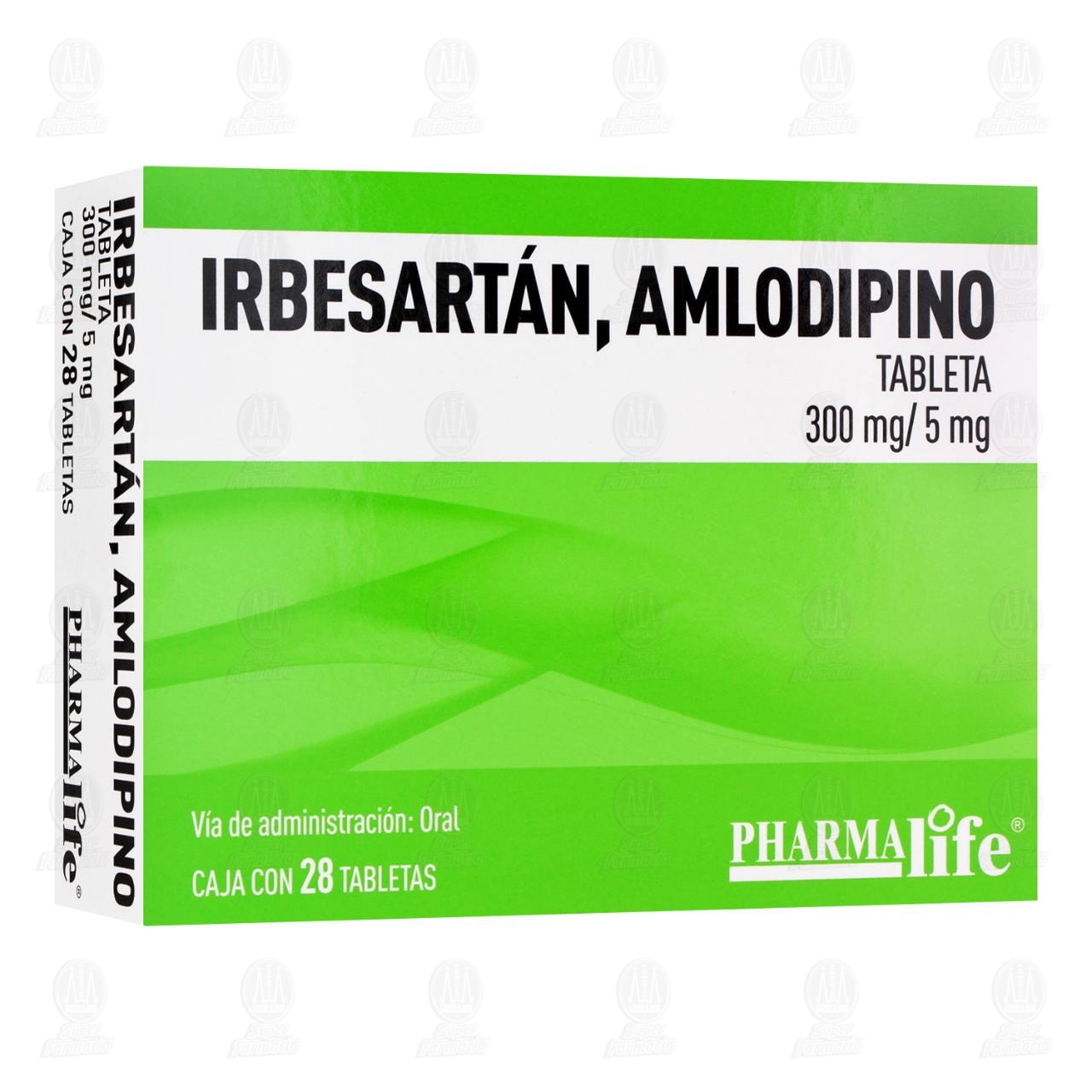 Imagen para Irbesartán, Amlodipino 300mg/5mg, 28 Tabletas Pharmalife.